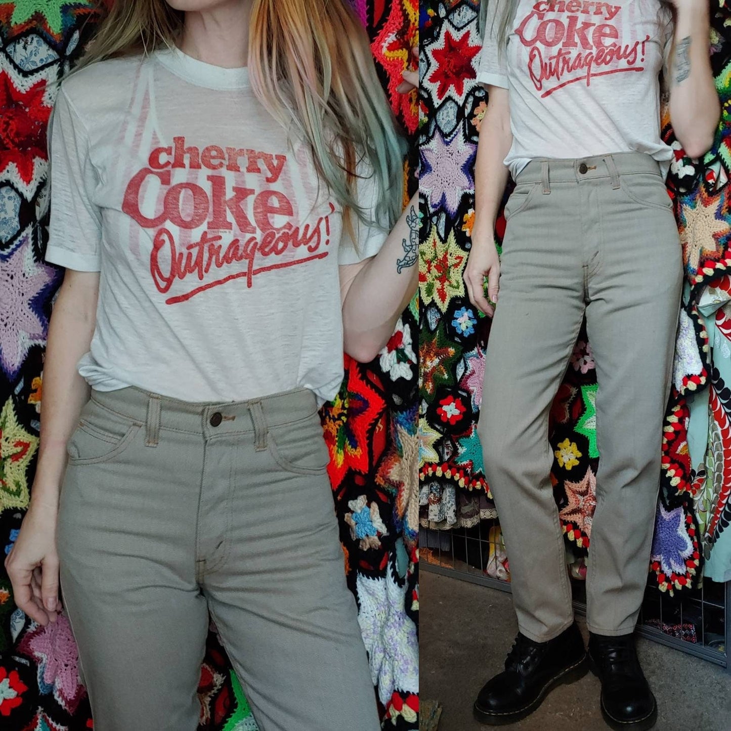 Vintage 70s LEVIS Sta-Prest Pants HIGH WAISTED Beige Pants Retro Skinny Jeans student campus tan jeans petite neutral tones preppy punk