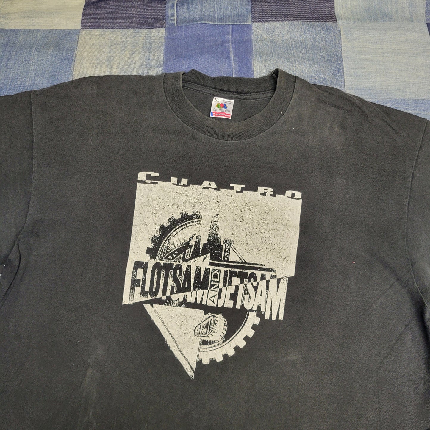 vtg 90s METAL thrash rock punk FLOTSAM JETSAM cuatro vintage tshirt / xl band tee rock tee y2k style grunge distressed black music top