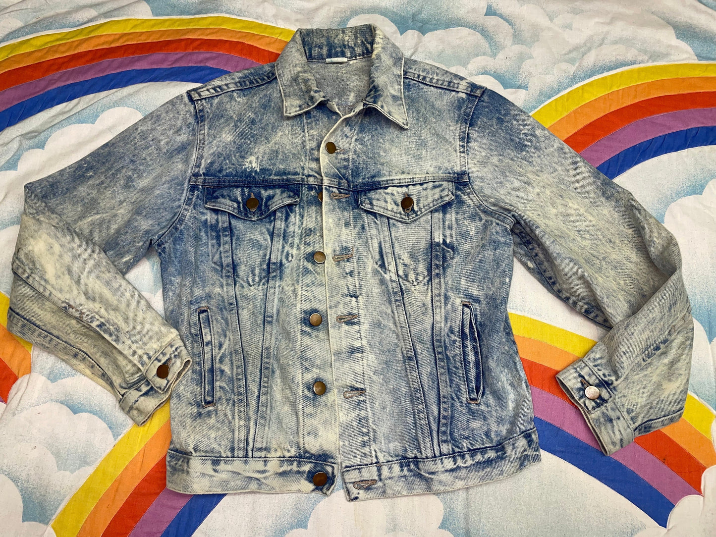 vtg 80s SPIDERMAN JEAN JACKET // acid wash hand drawn glitter art marvel comics fan art airbrushed trucker denim boxy grunge hipster cool