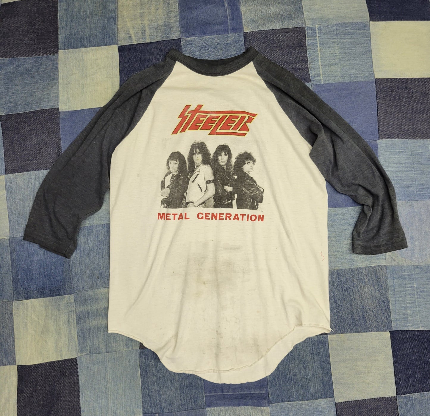 vtg 80s STEELER METAL ROCK Band Tee //  yngwie malmsteen raglan baseball metallica tshirt metal generation tour retro eddie stranger things