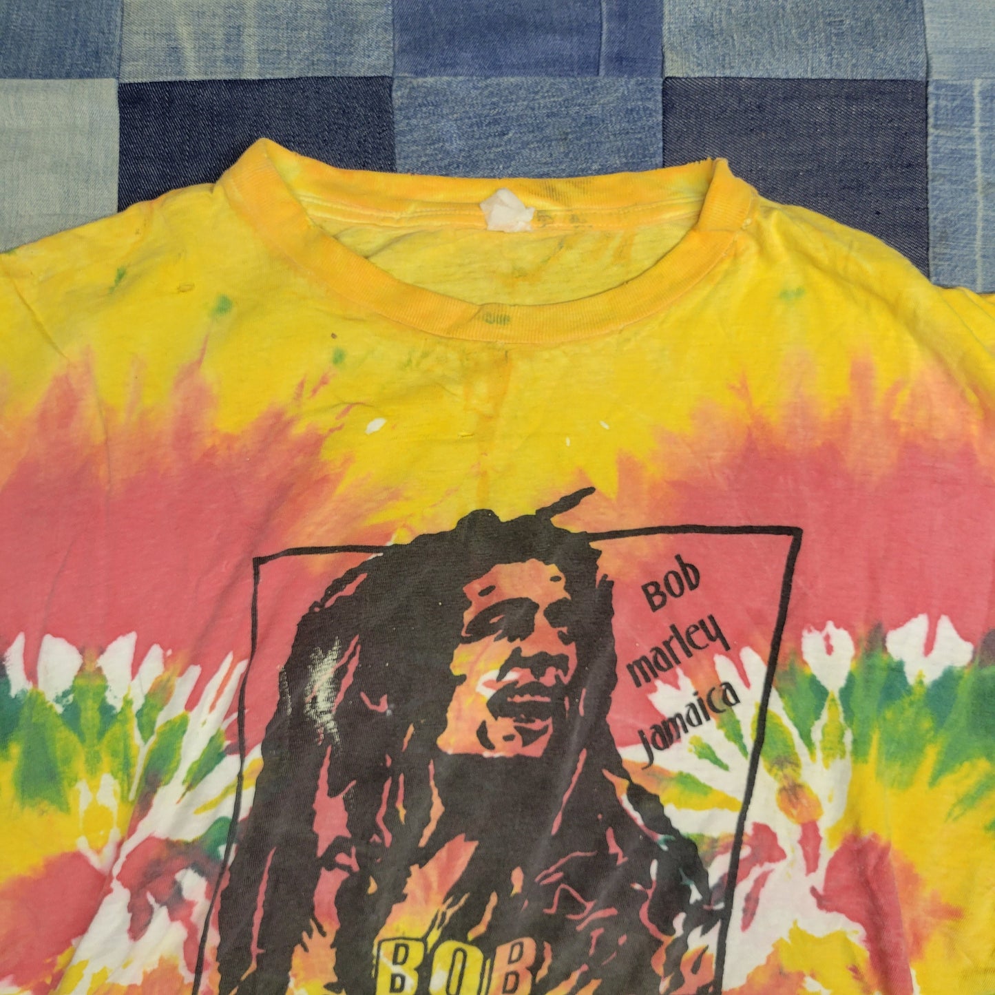vintage 80s 90s BOB MARLEY jamaica tie dye rasta reggae concert tour band beatles lee lerry john lennon peace zion prince fari TSHIRT xl