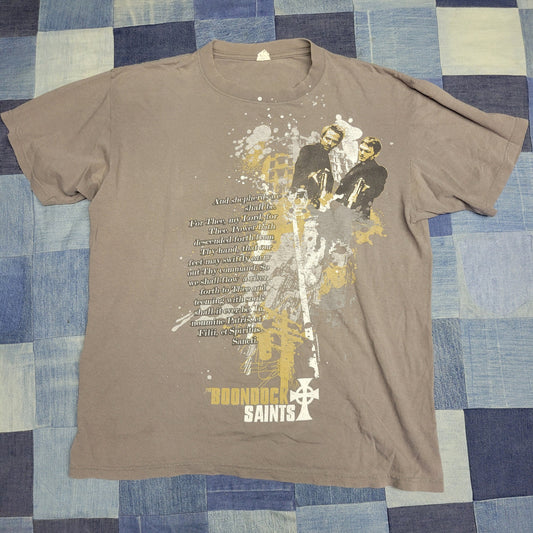 vtg BOONDOCK SAINTS movie TSHIRT anvil distress // 90s y2k action horror promo merch guns uk danny boyle snitch brad pitt violent crime film