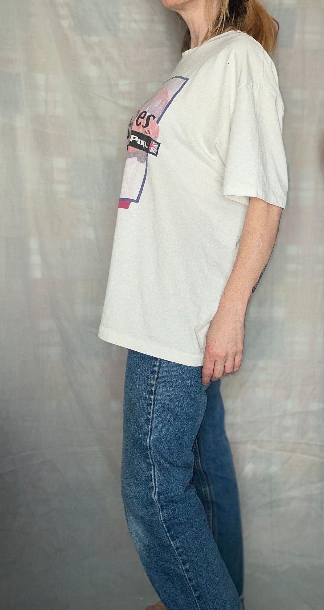 vtg 90s BRIT POP BAND Tee // Schweppes soda pop shirt shoe gaze pop culture ginger ale xl grunge ironic hipster emo music guy funny saying