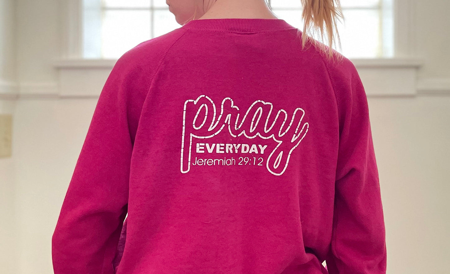 vtg 90s BABE u GOT THIS! sweatshirt /pray everyday hope faith cancer survivor woman jesus track girl power hot pink top femme lady strong
