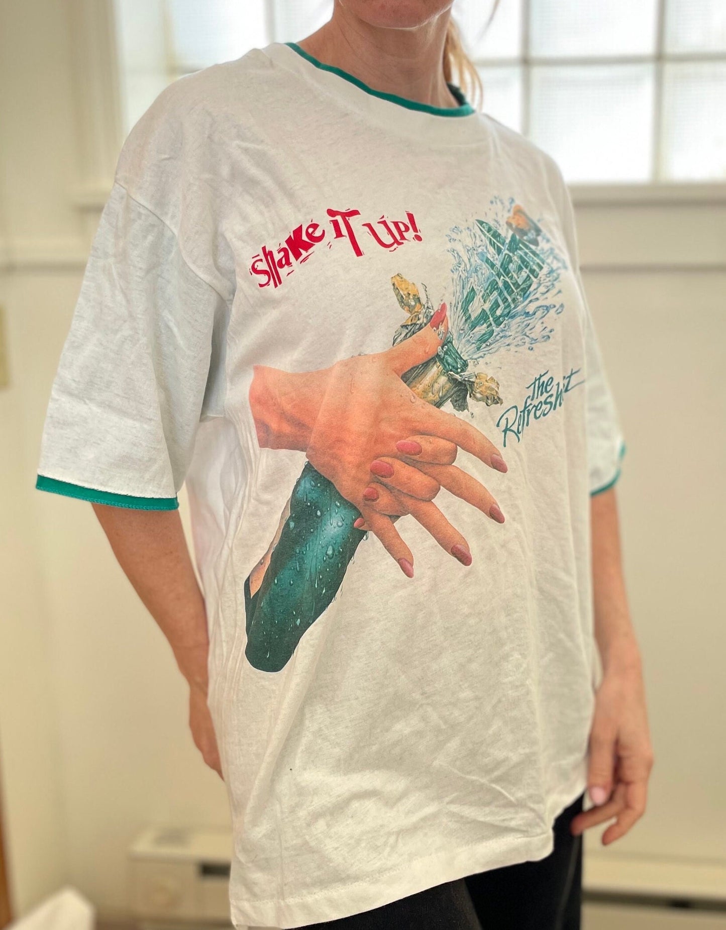 vtg 80s SALEM CIGARETTES SHIRT // vintage two tone hands bottle pop art graphic tee smoker 90s oversized movie prop funny halloween top