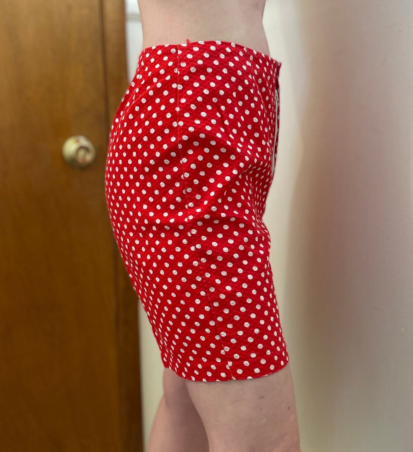 Vintage 60s Red Polka Dot Seersucker Pin Up Shorts / Rockabilly Beach Shorts