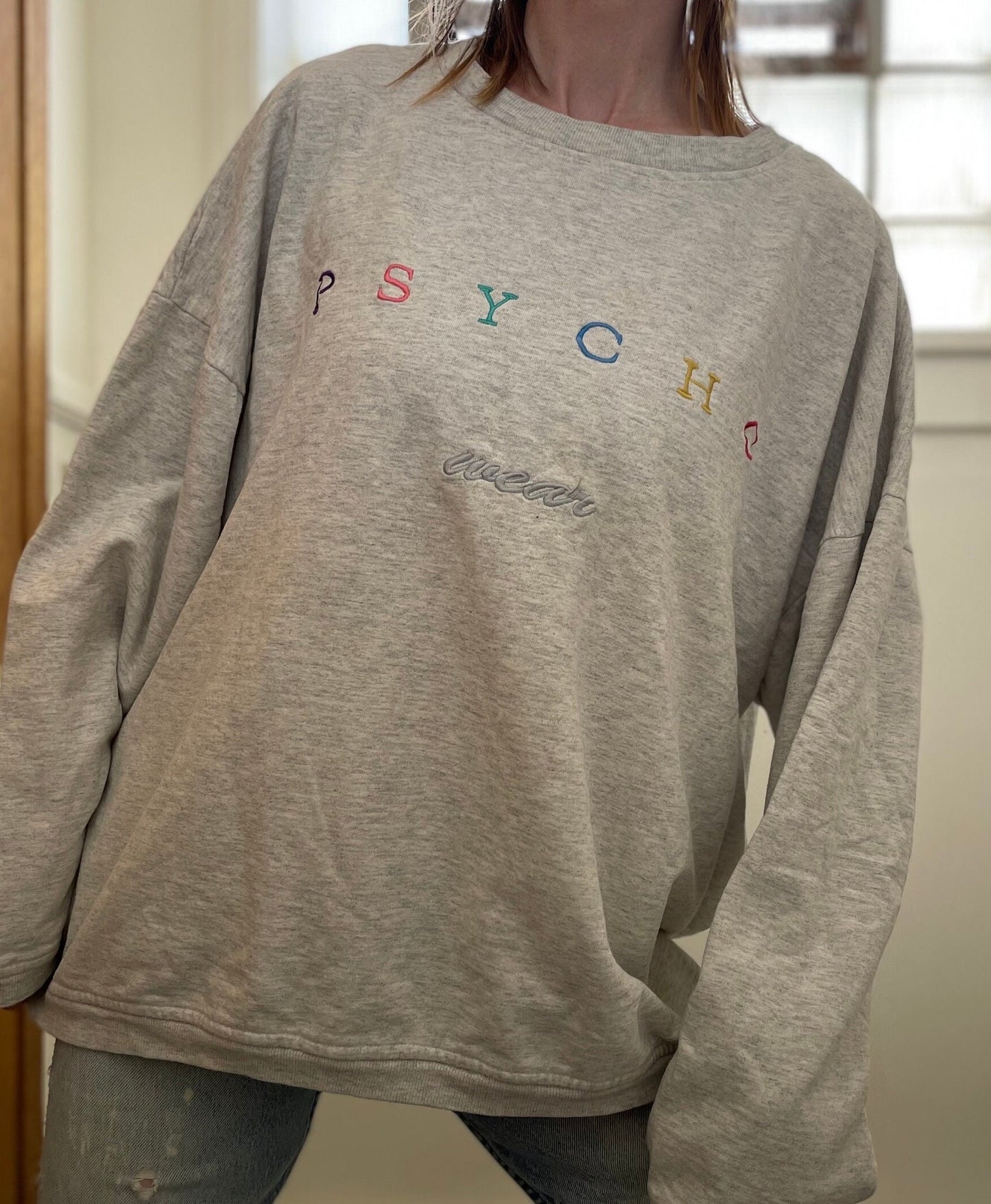 vtg 90s PSYCHO WEAR SWEATSHIRT // vintage grunge baggy look slouchy shirt loose fit sweatshirt name brand sweet but a little bit psycho