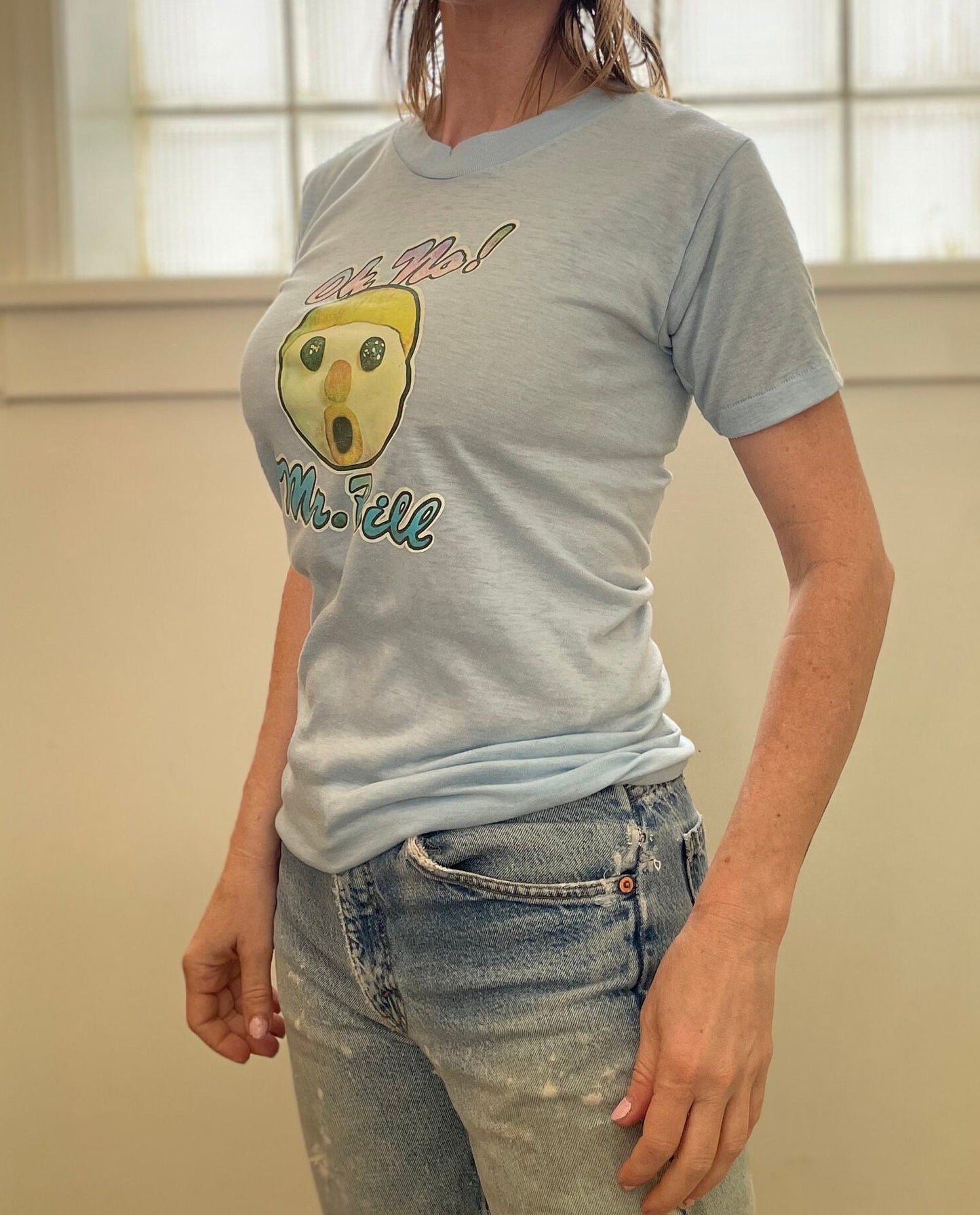 vtg 90s SATURDAY NIGHT LIVE Shirt // vintage mayo spruce medium oh no mr bill stickman character paper thin soft retro 80s tv show graphic