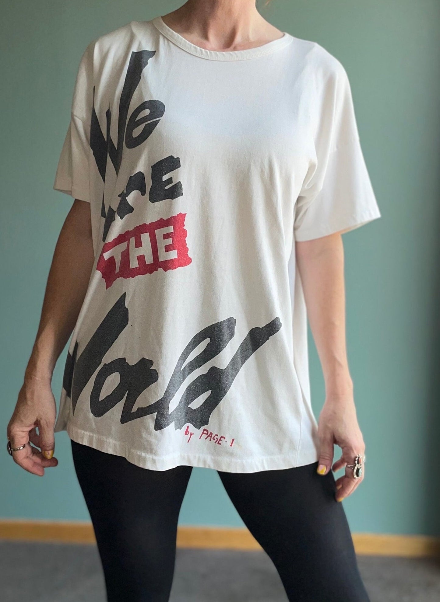 vtg 80s WE ARE The WORLD shirt // vintage usa for africa lionel richie bob dylan tour 1985 tom petty protest unite mtv 1980s music video xl