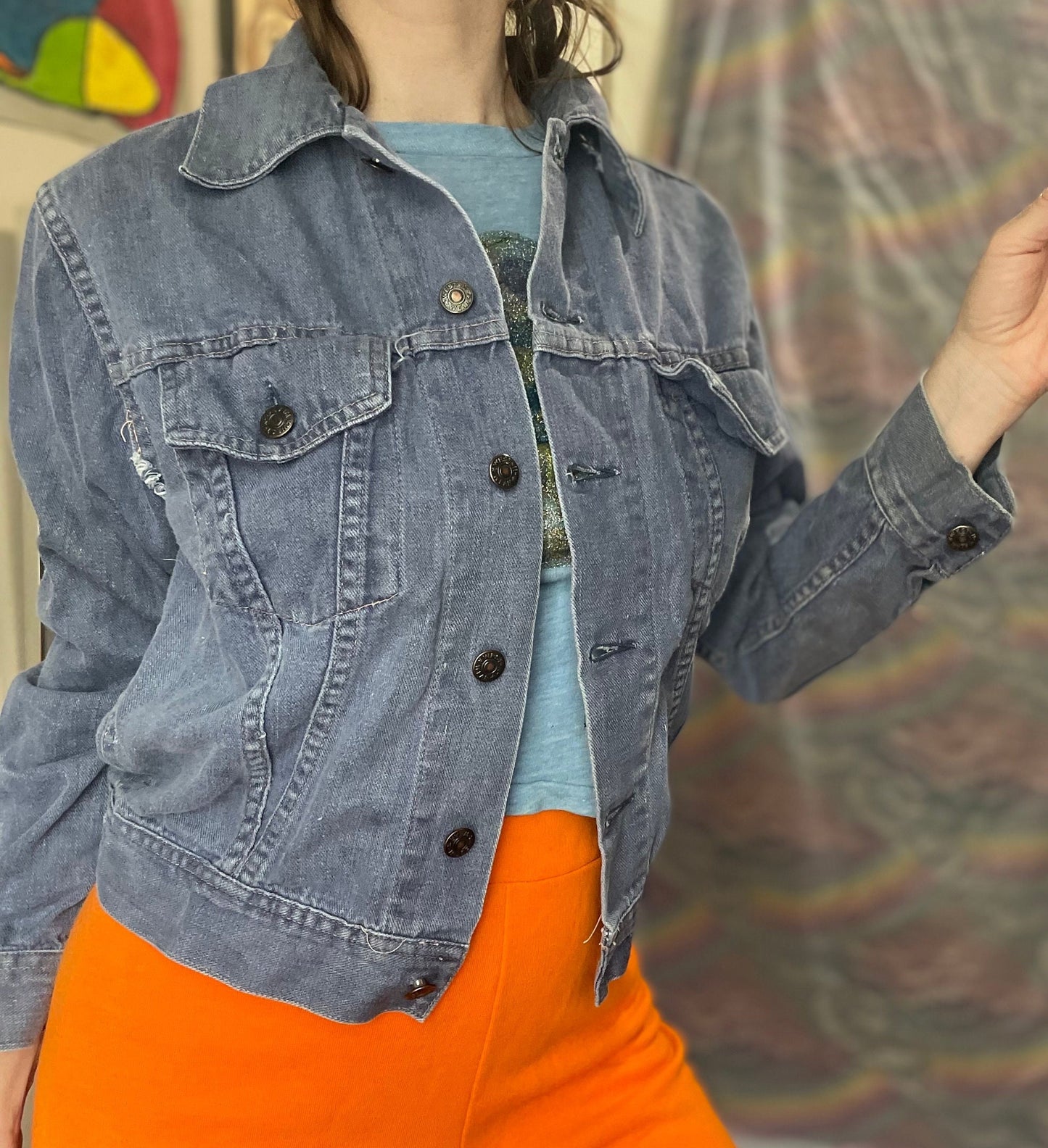 Vintage 80s Budweiser Buttery Soft Jean jacket / Iron On Retro Indigo Denim Jacket