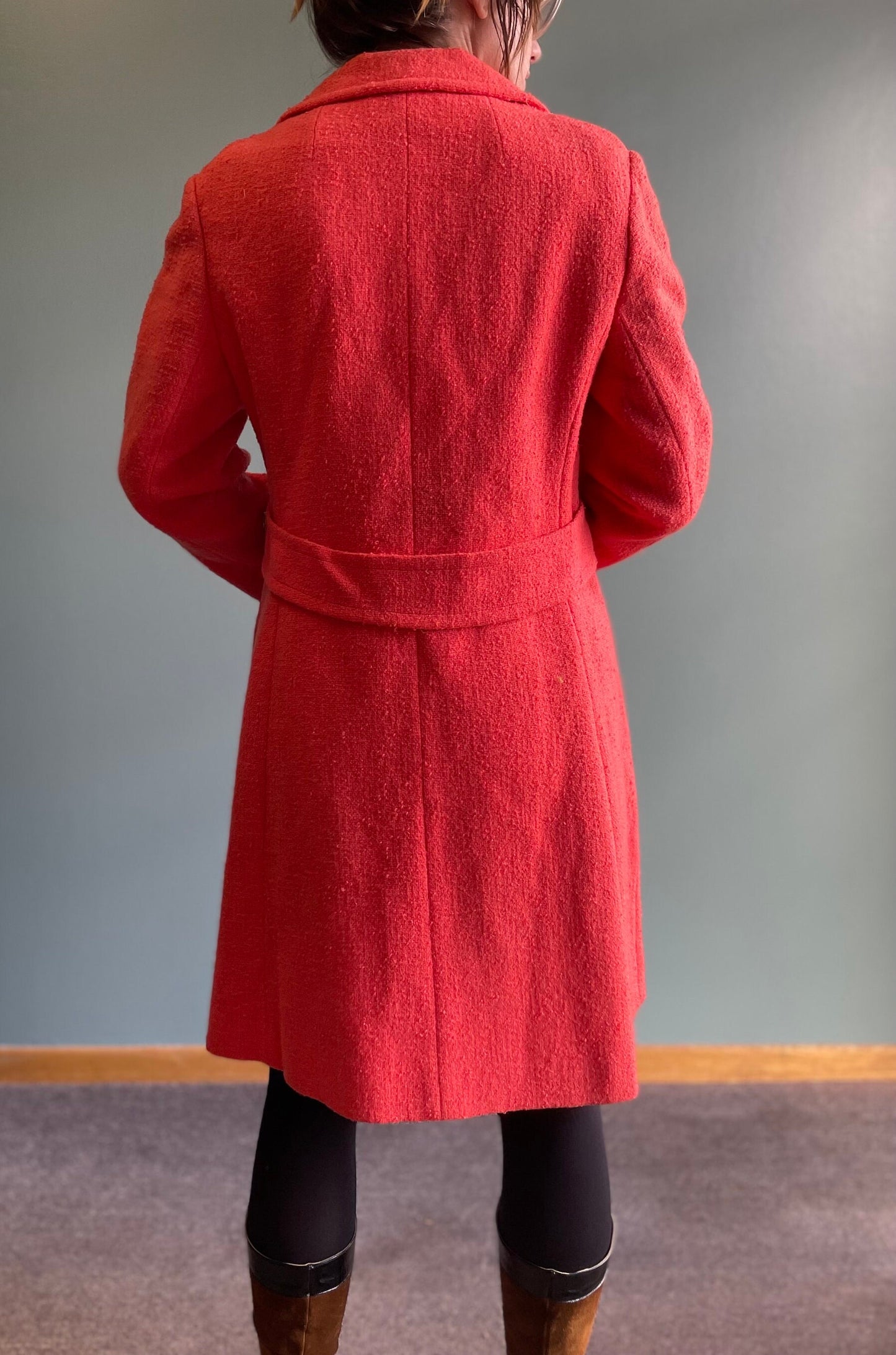 vtg 60s BRIGHT ORANGE COAT // vintage rosenblooms tweed overcoat mod autumn vibes jacket halloween warm stylish winter stroller trench coat
