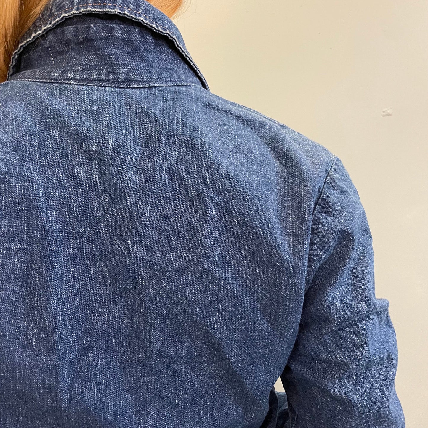 vtg LEVI'S FOR GALS dark wash denim top hippie western pointy collar western ranch wear chambray button up jacket