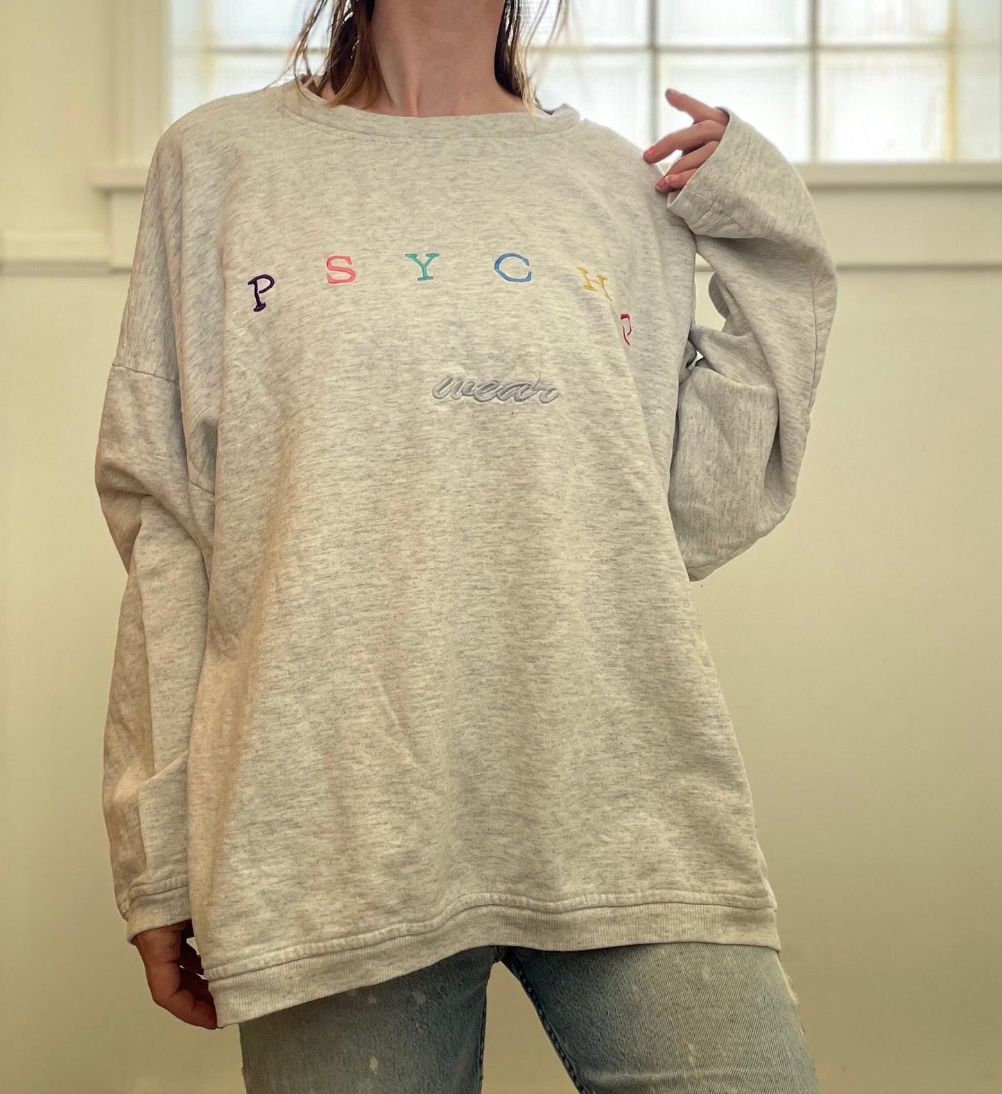 vtg 90s PSYCHO WEAR SWEATSHIRT // vintage grunge baggy look slouchy shirt loose fit sweatshirt name brand sweet but a little bit psycho