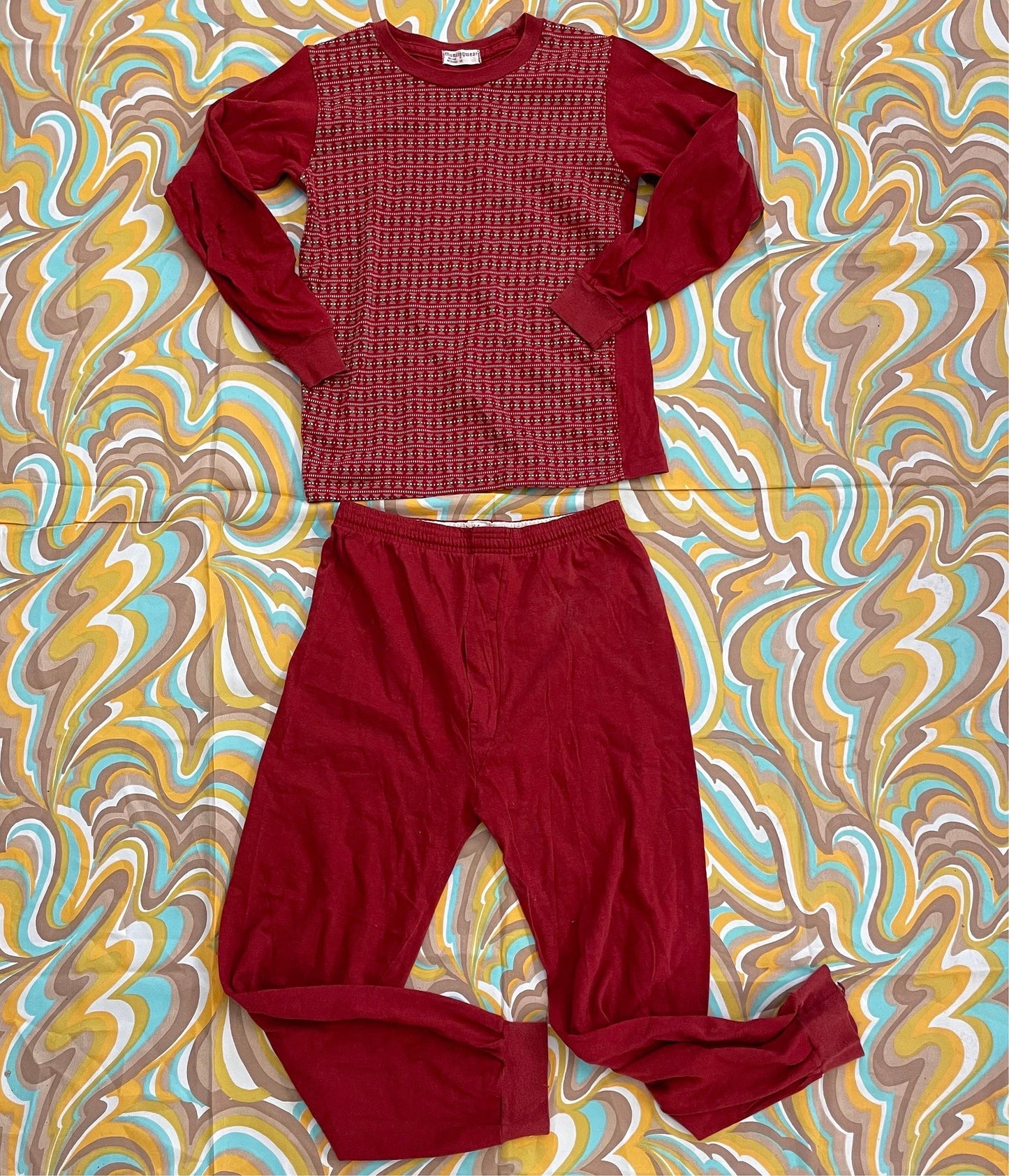 vtg 2 PIECE MUNSINGWEAR SET // vintage youth large adult xs munsingwear 2 piece set size 14 teen thermal underwear long johns pajama set