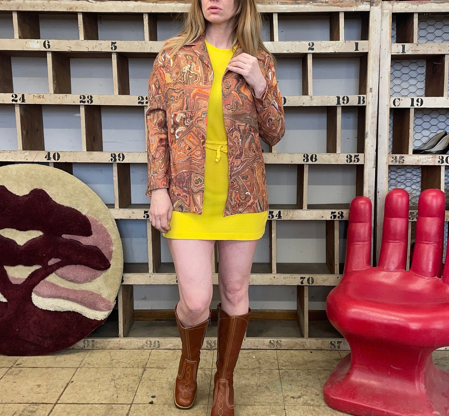 vtg 70s LAVA PRINT POLY top jacket // psychedelic art polyester dress jacket Samuel Grossman retro disco button up blouse hippie tunic 60s