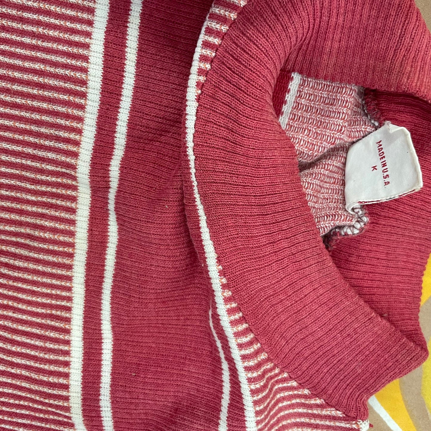 vtg 50s DONMOOR KIDS STRIPED Shirt // vintage boys 7 all cotton usa retro red preppy rockabilly unisex comfy tee two tone striped autumn top