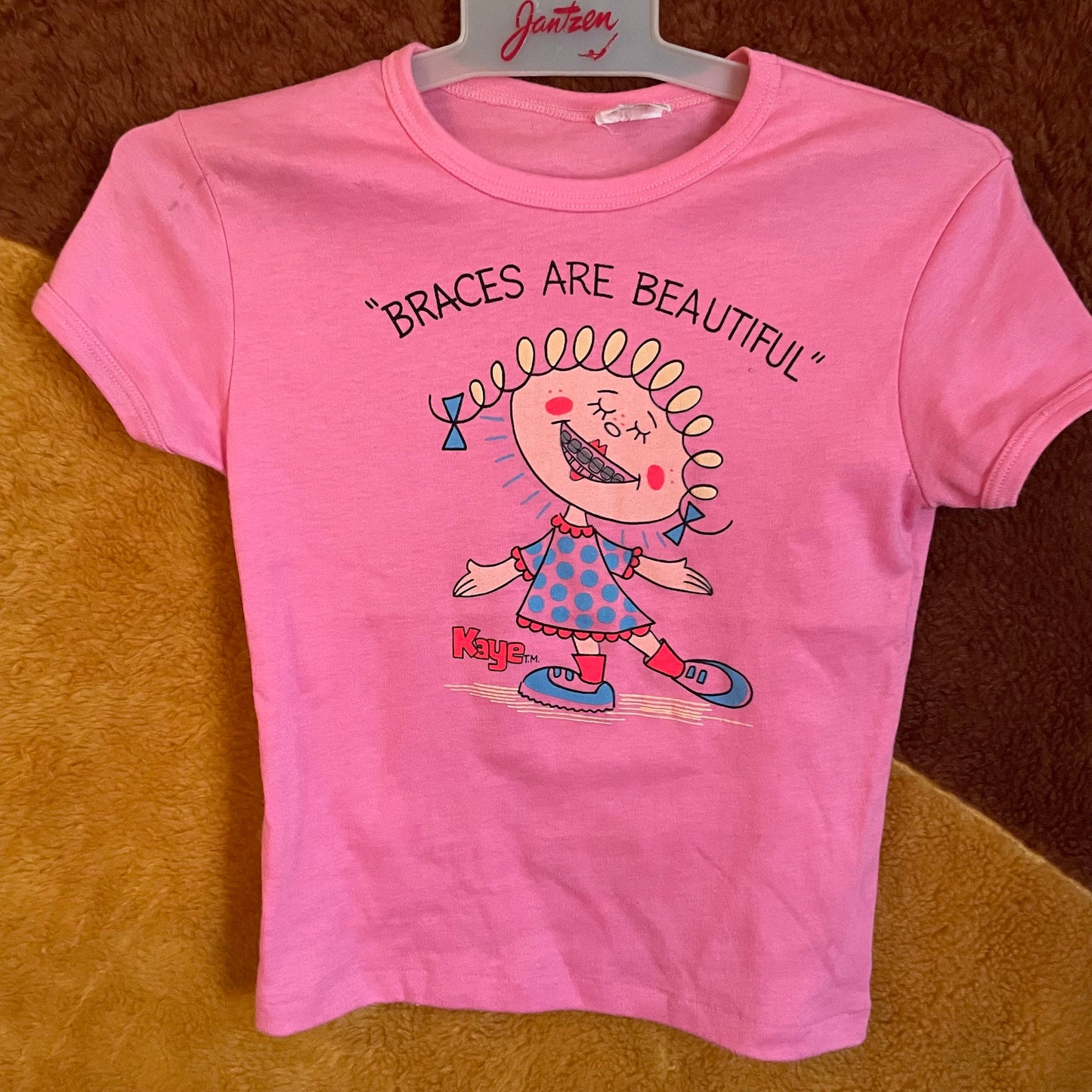vtg 90s BRACES are BEAUTIFUL TShirt // girls are great pink crop top youth large baby tee  femme t shirt funny graphic tee kids teeth Y2K te