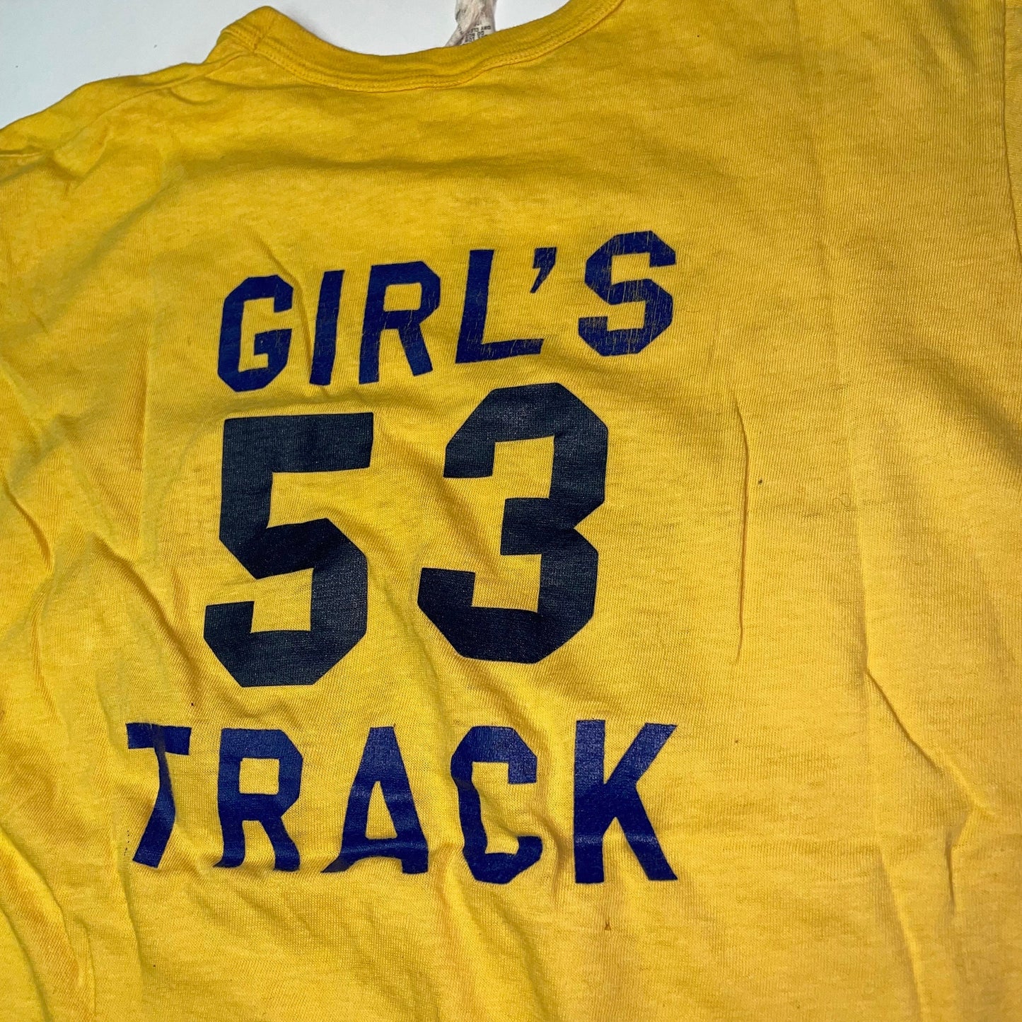 vtg 70s TRACK TEAM TSHIRT // Vintage Luther North Girls Track yellow team sports tee retro tee college mn style athletic number cotton gym