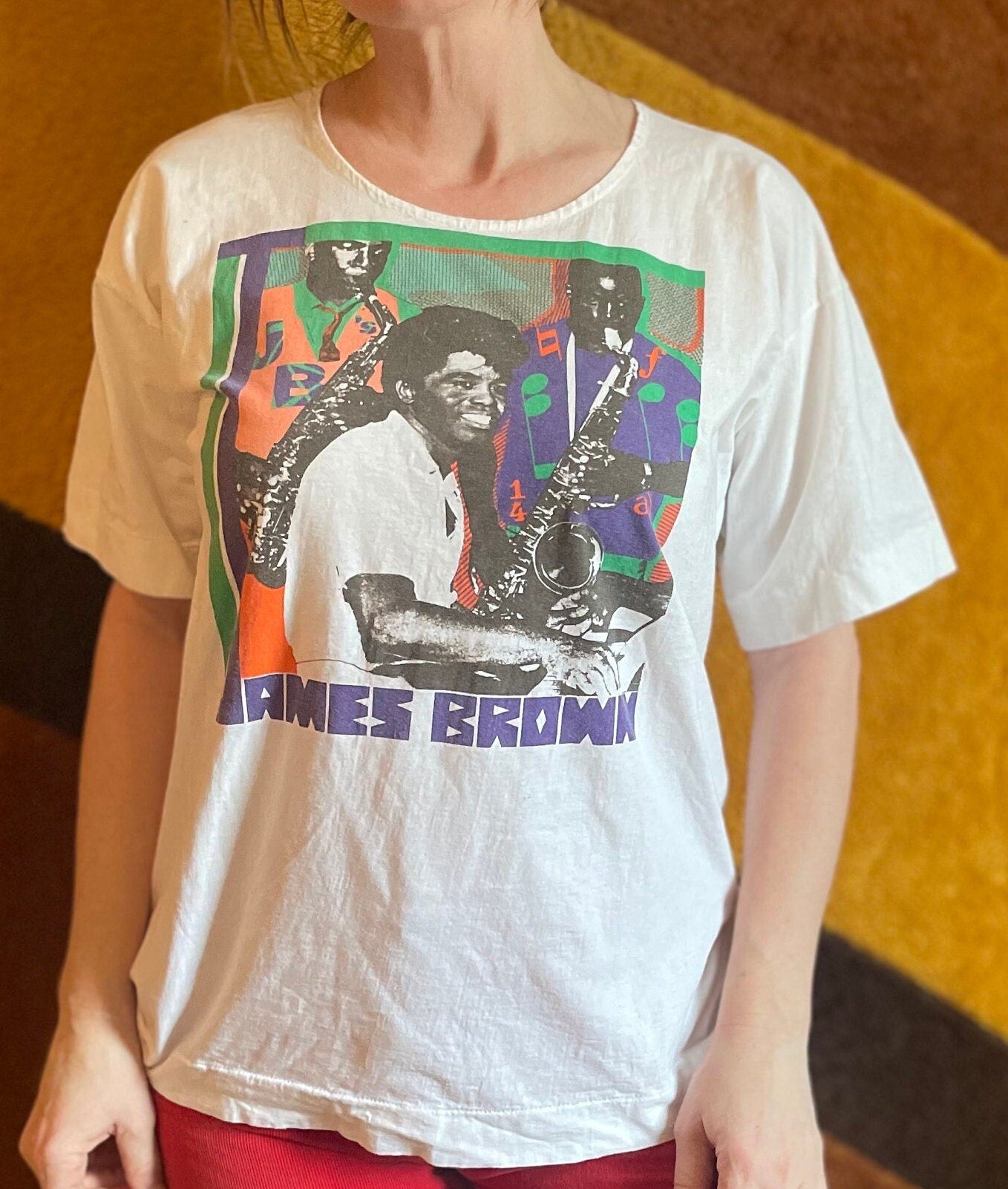 vtg 90s JAMES BROWN BAND Tee // wildwood productions godfather of soul funk band t shirt king record vinyl label funky breaks godfather