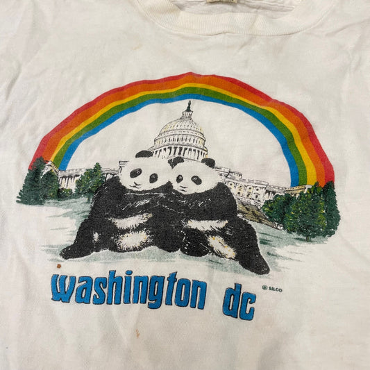 vtg 80s WASHINGTON CUTE PANDA shirt rainbow graphic tee 1985 cute animal zoo t shirt youth large fairy kei soft happy retro wildlife art tee