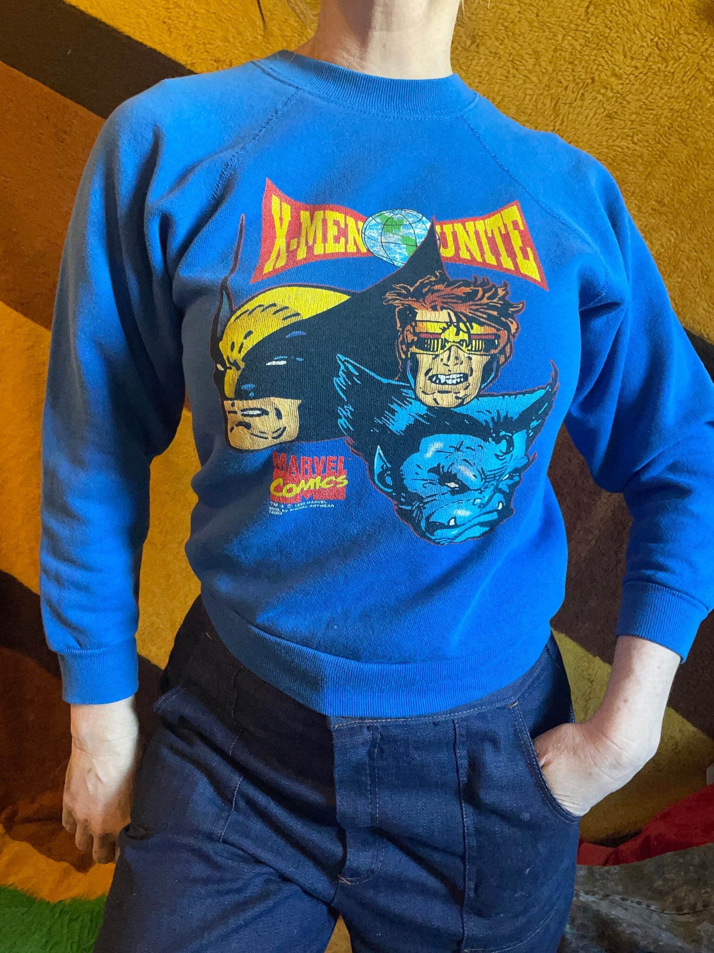 vtg 90s XMEN COMIC WOLVERINE sweatshirt // size youth large 14-16 cyclops & blue beast cartoon graphic tee xs cute crop deadpool marvel