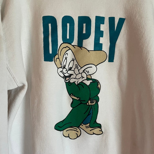 vtg 90s DISNEY DOPEY SWEATSHIRT // vintage snow white & the seven dwarfs  disney cartoon white and green baggy grunge streetwear hip hop