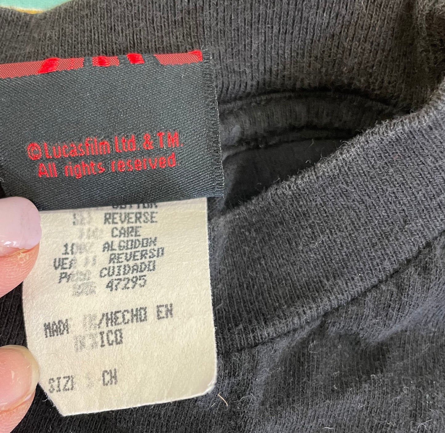 vtg 90s STAR WARS episode 1 TSHIRT //  phantom menace darth maul Darth Sidious villain sith lord science fiction movie aop kids crop small