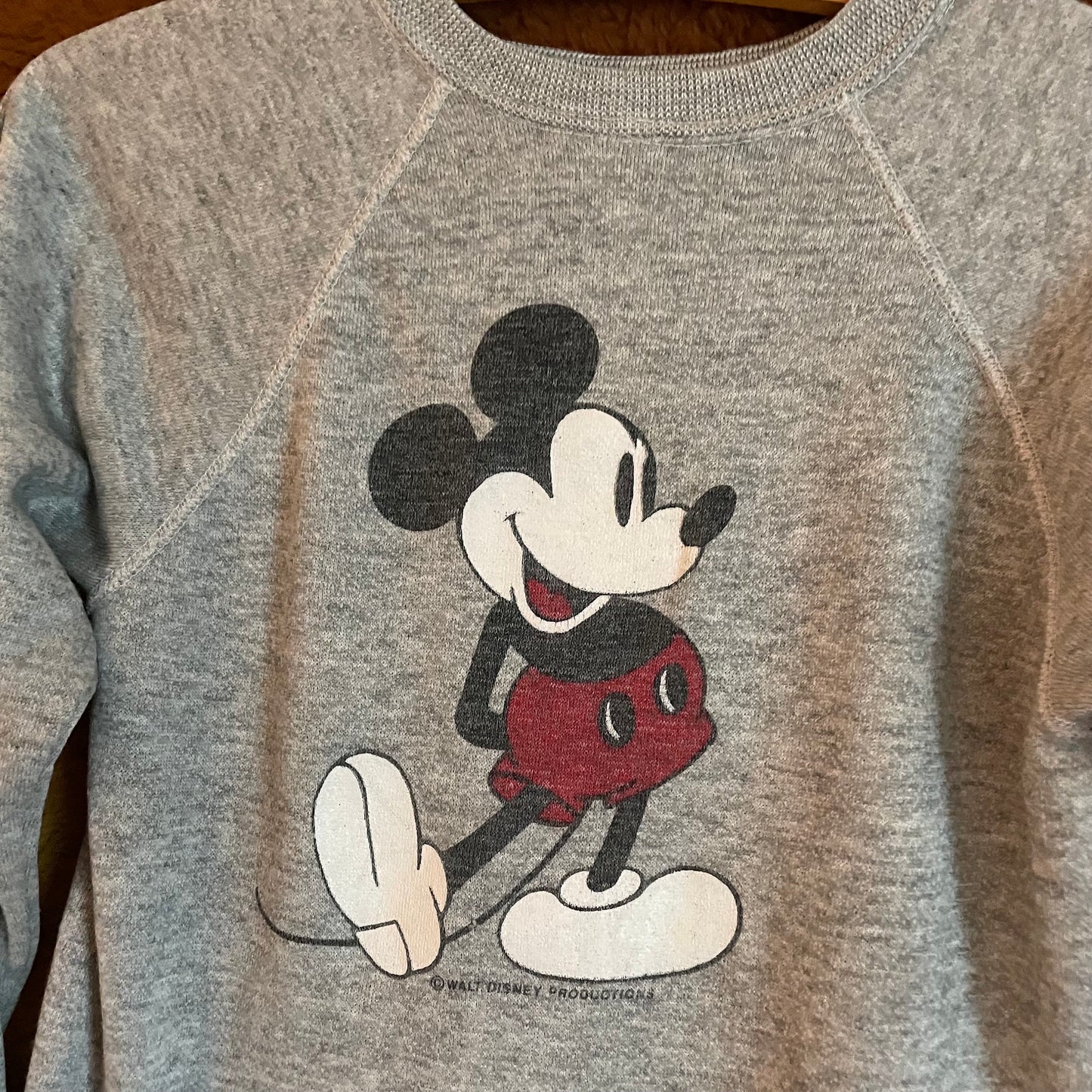 vtg 70s MICKEY MOUSE SWEATSHIRT // vintage youth large disney cartoon character baby tee cropped sweatshirt cute casual school fitted top