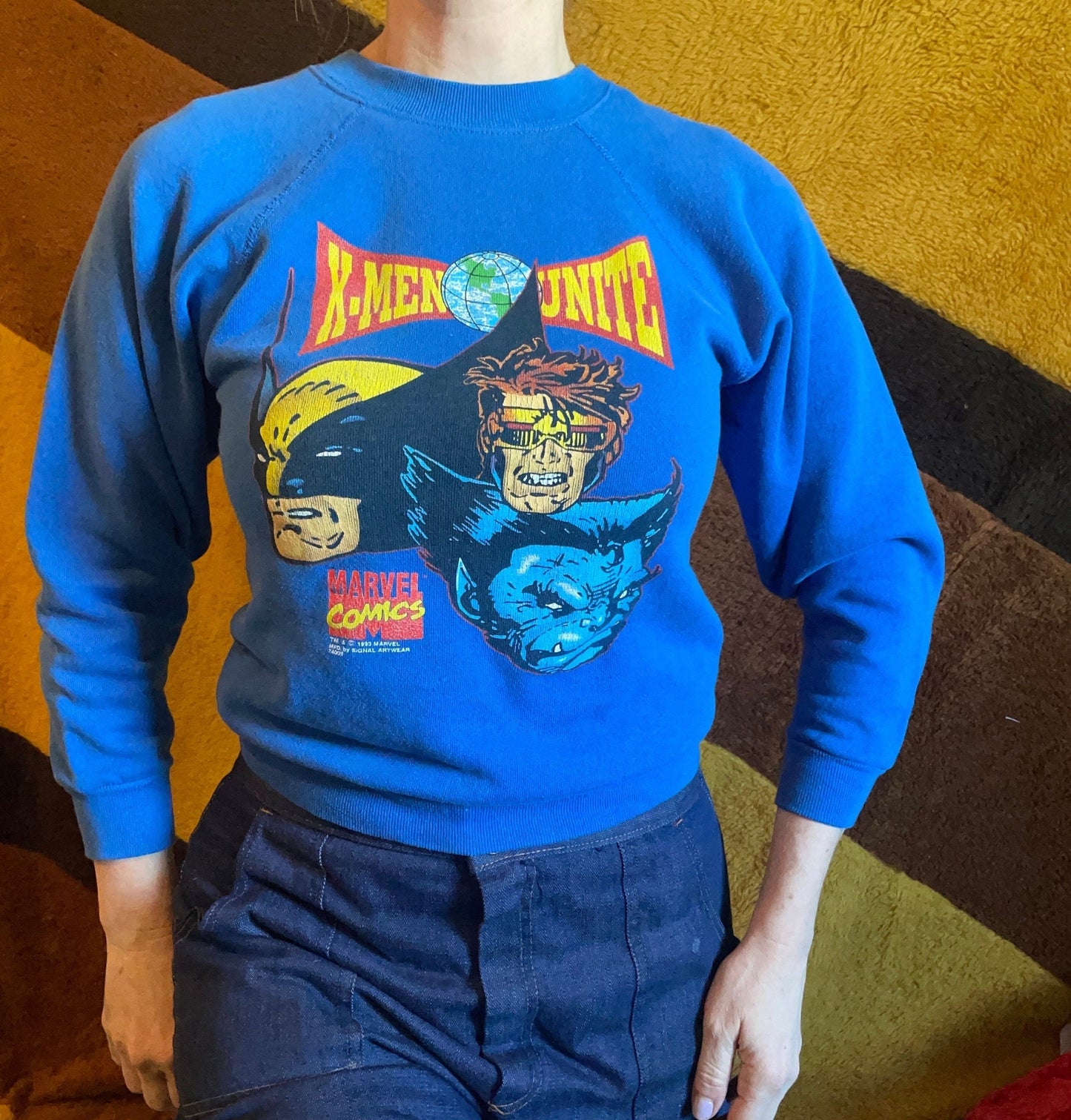 vtg 90s XMEN COMIC WOLVERINE sweatshirt // size youth large 14-16 cyclops & blue beast cartoon graphic tee xs cute crop deadpool marvel