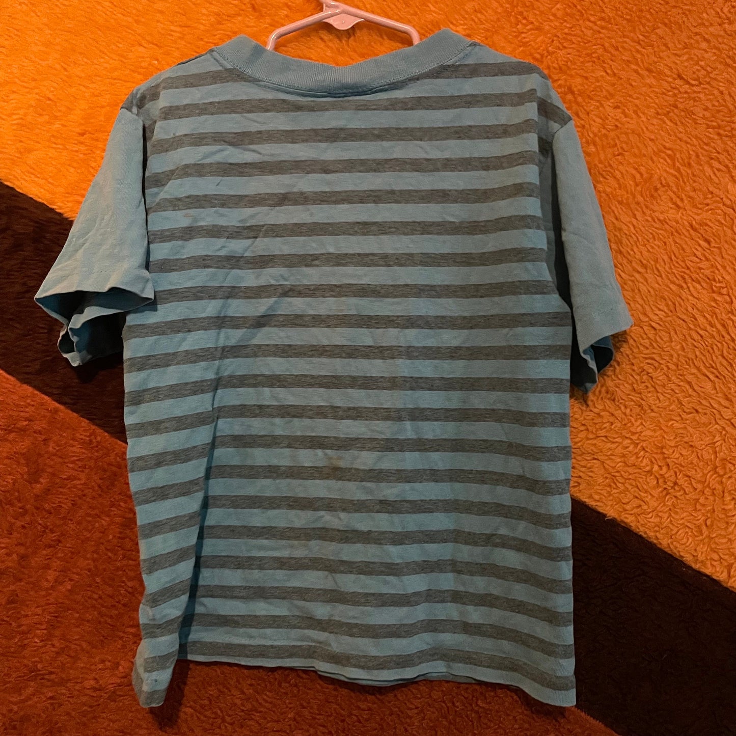 vtg 90s TEAM RUDE SHIRT // vintage kids striped teal tshirt distressed funny rude sarcastic crop top baby tee two tone rude dog graphic tee