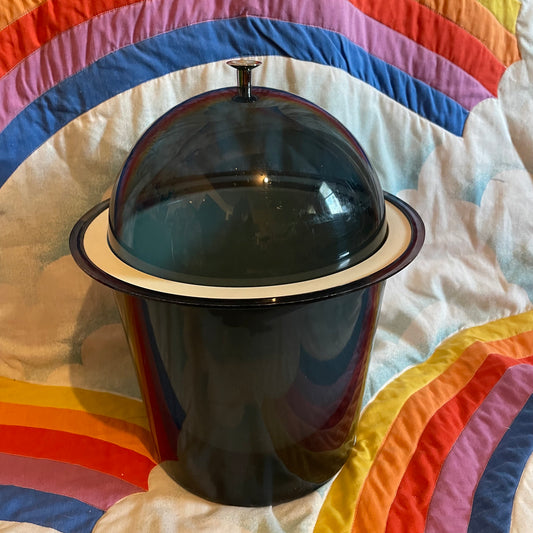 vtg 50s SPACE AGE ICE Bucket // smokey gray dome lid lucite acrylic tasty temp retro home decor kitchen entertaining party movie prop set
