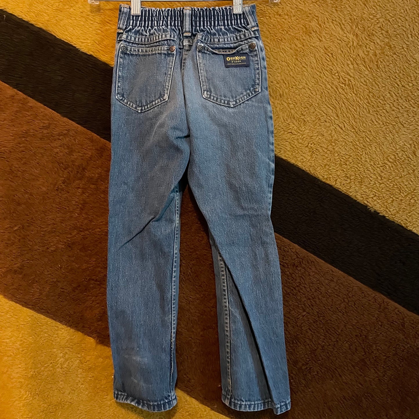 vtg 70s KIDS OSHKOSH B'GOSH jeans // vintage size 6-8 distressed denim youth pants faded patched rugged hippie grunge unisex jeans autumn