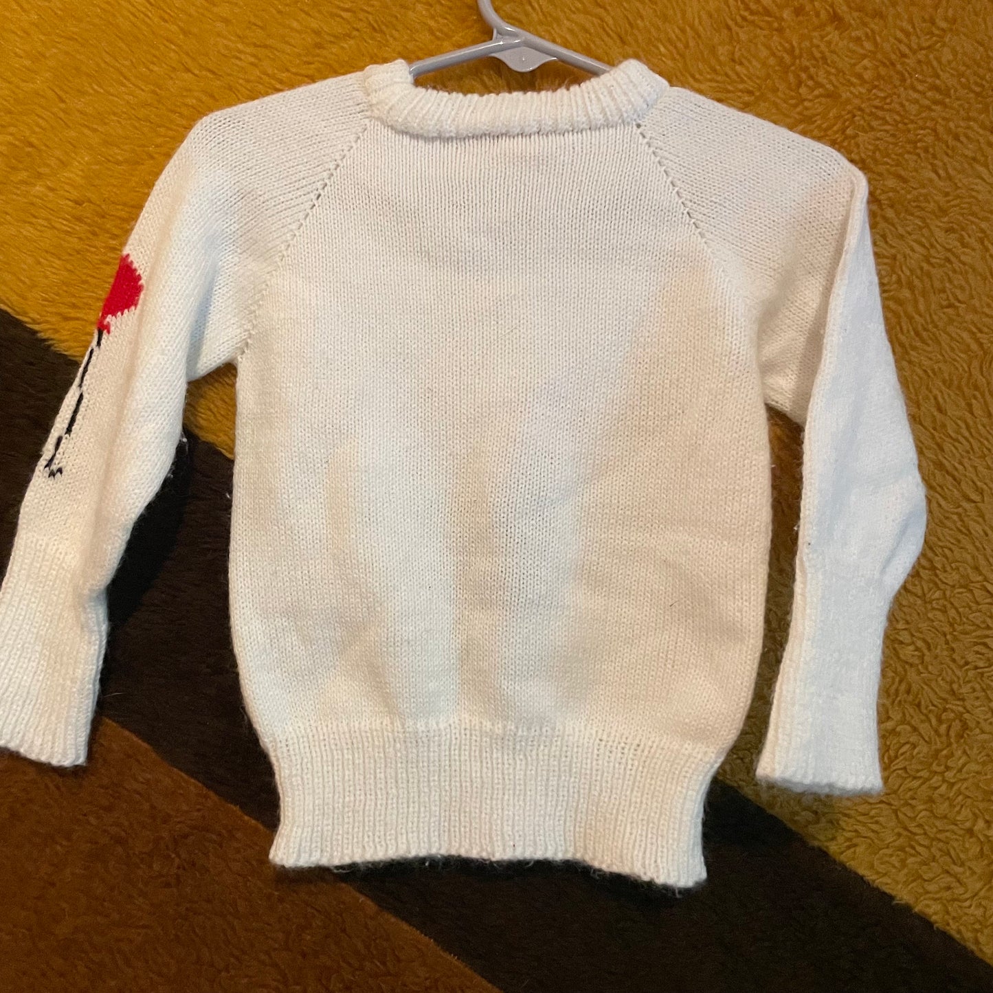 vtg 70s KIDS PANDA BALLOON Sweater // vintage cute knit sweater size 12-18 mos baby toddler cute animal pop art white  retro novelty knit