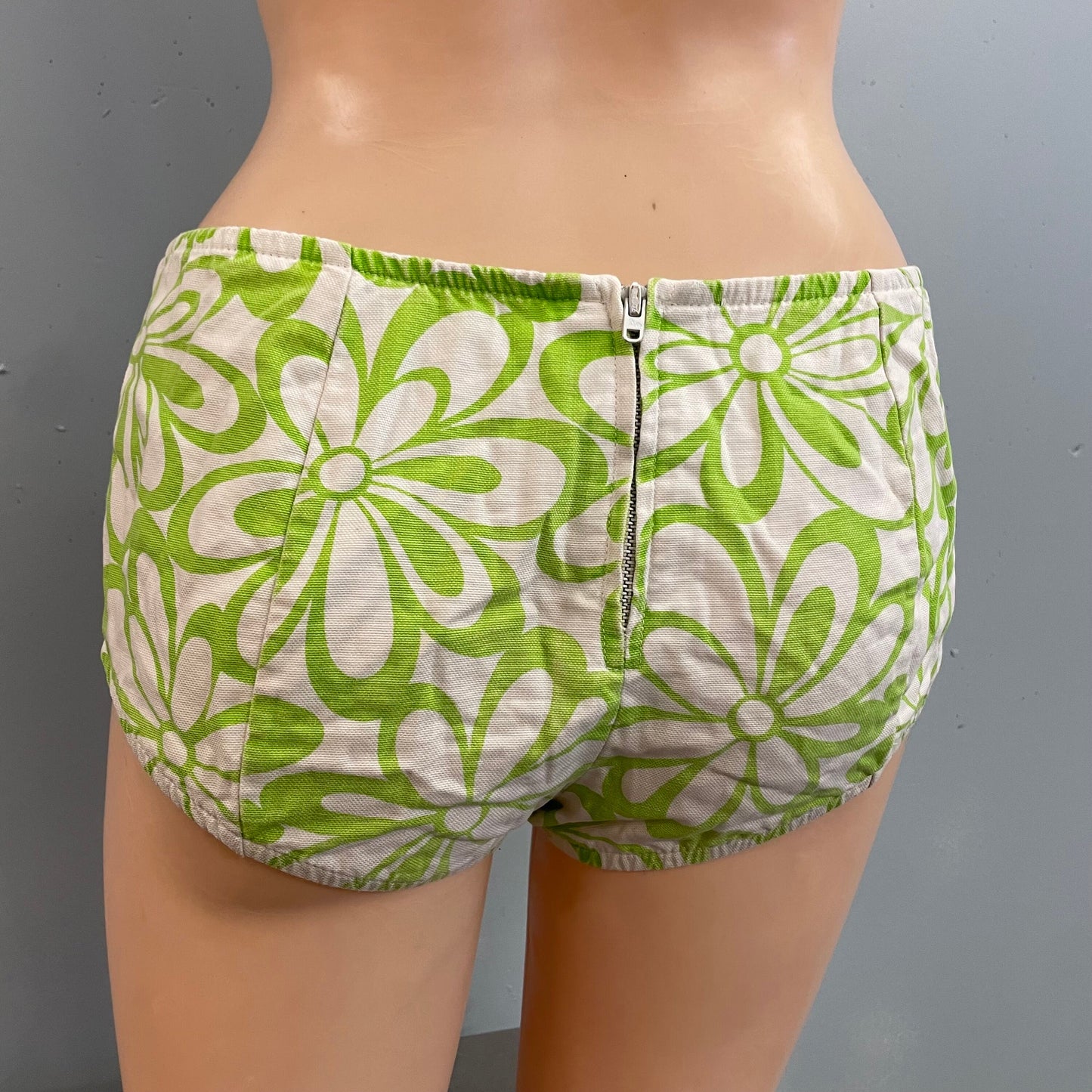 vtg 1960s neon green flower power green psychedelic bikini retro mcm 60s mod hip hugger swimsuit petite small low rise bullet bra beach wear