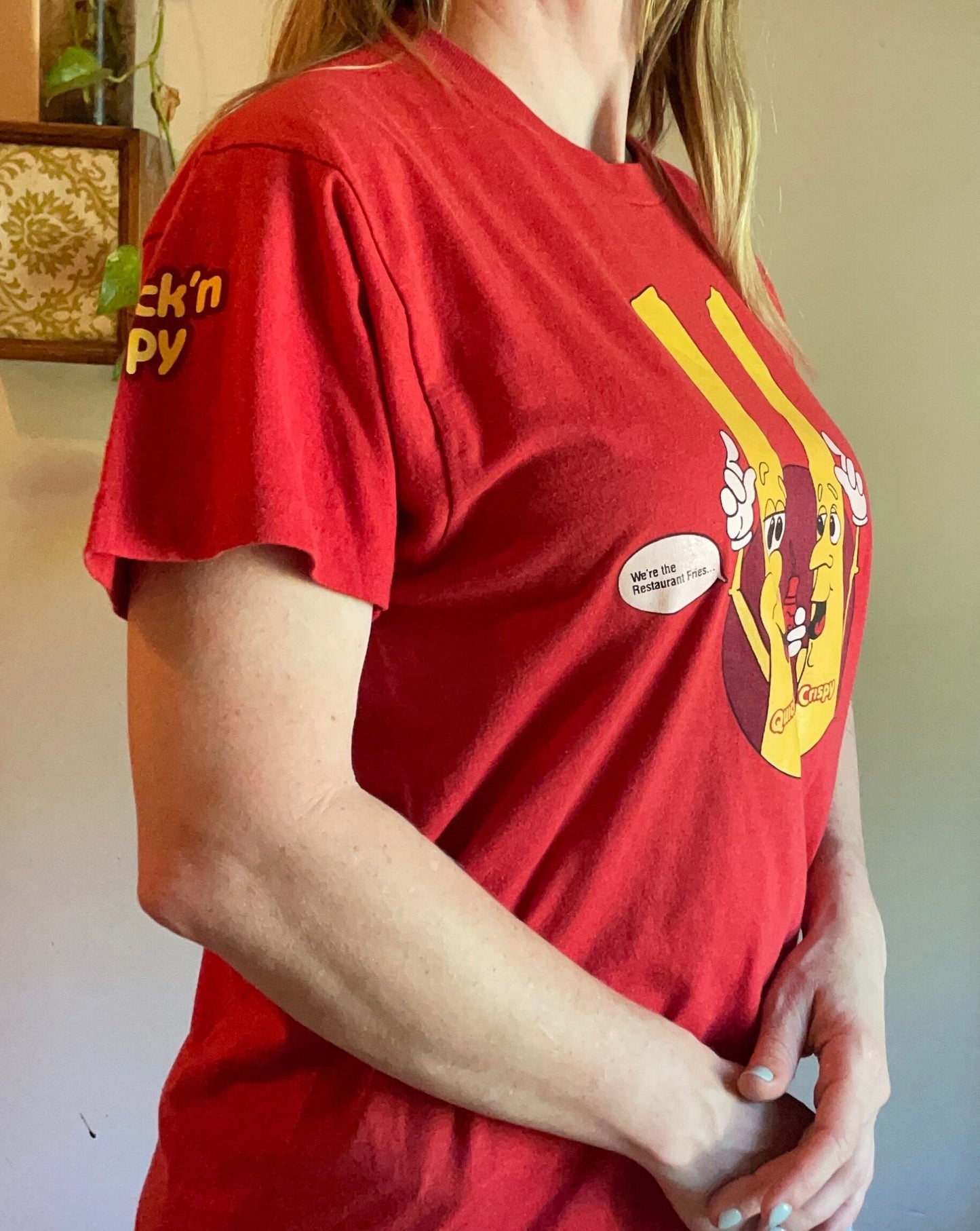 vtg 90s FRENCH FRY SHIRT // vintage screen stars large soft thin graphic tee fast food snack tee  anthropomorphic food 90s nostalgia retro