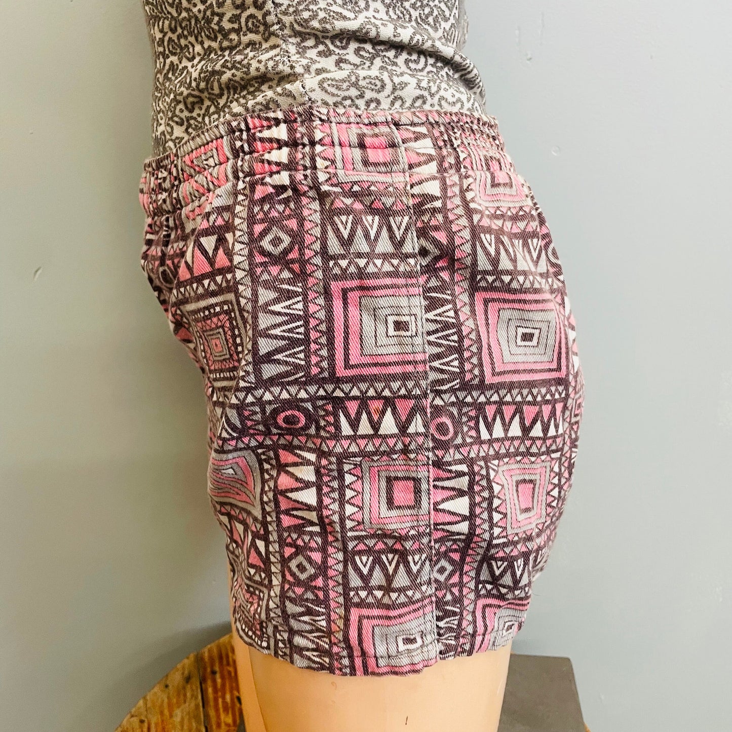 vtg 50s 60s swim trunks abstract mcm print short shorts psychedelic retro hot pants swim bottoms art deco rare rayon bathing suit