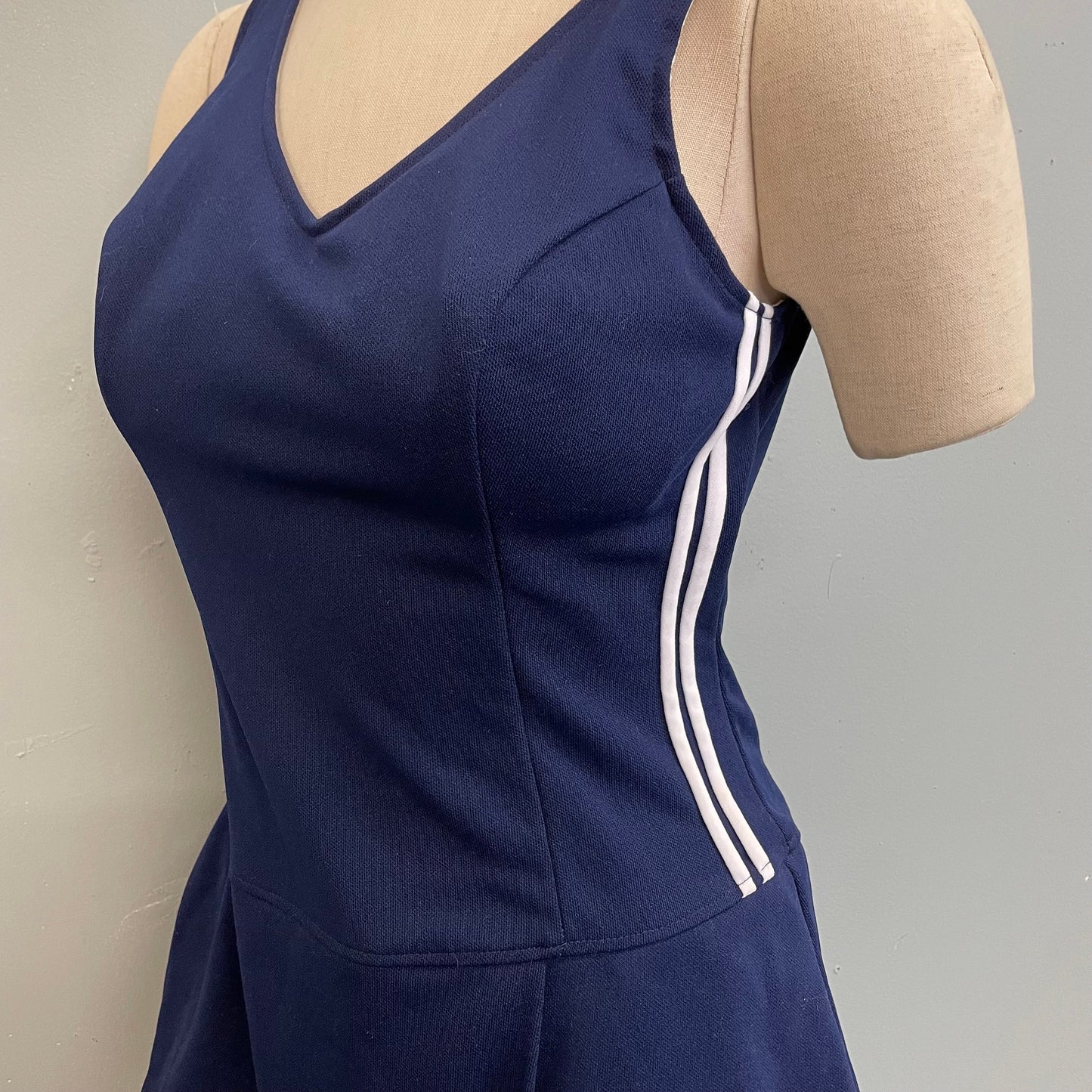 vtg 60s BLUE STRIPED SWIMSUIT // vintage low cut back tankini playsuit romper one piece tank swimsuit sheath sporty volleyball bathing suit