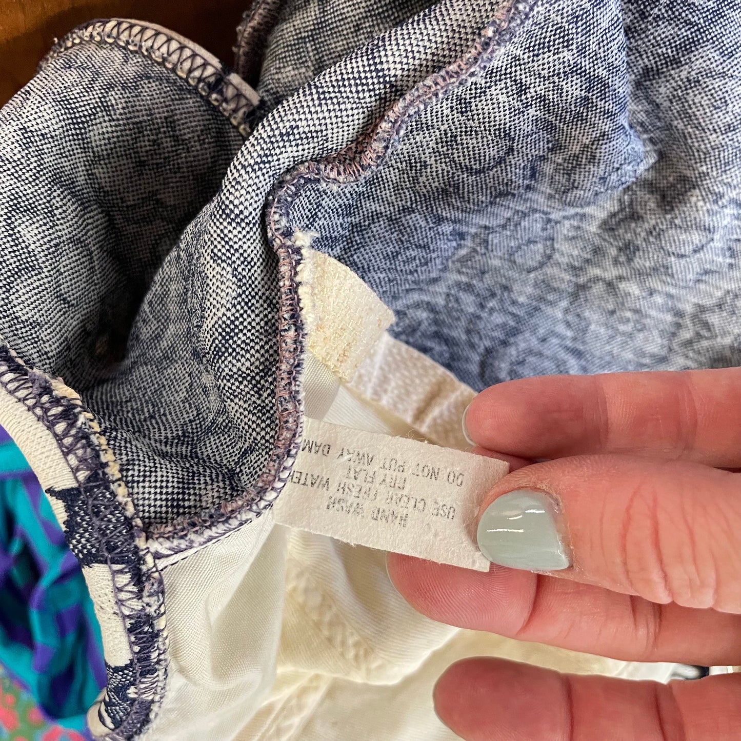 vtg 50s mod floral knit sheath one piece swimsuit blue white flowers pin up style bathing suit mcm retro bullet bra boy shorts playsuit