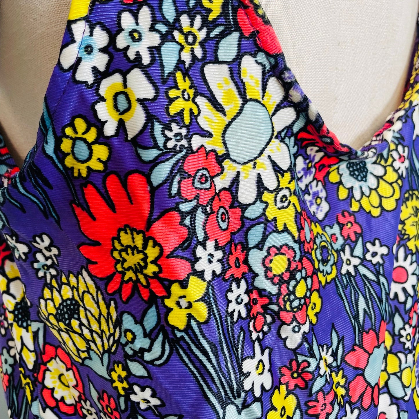 vtg 60s flower power swim dress AS IS retro mod tank beach dress nylon psychedelic hippie style beach cover up summer mini dress JC Penney