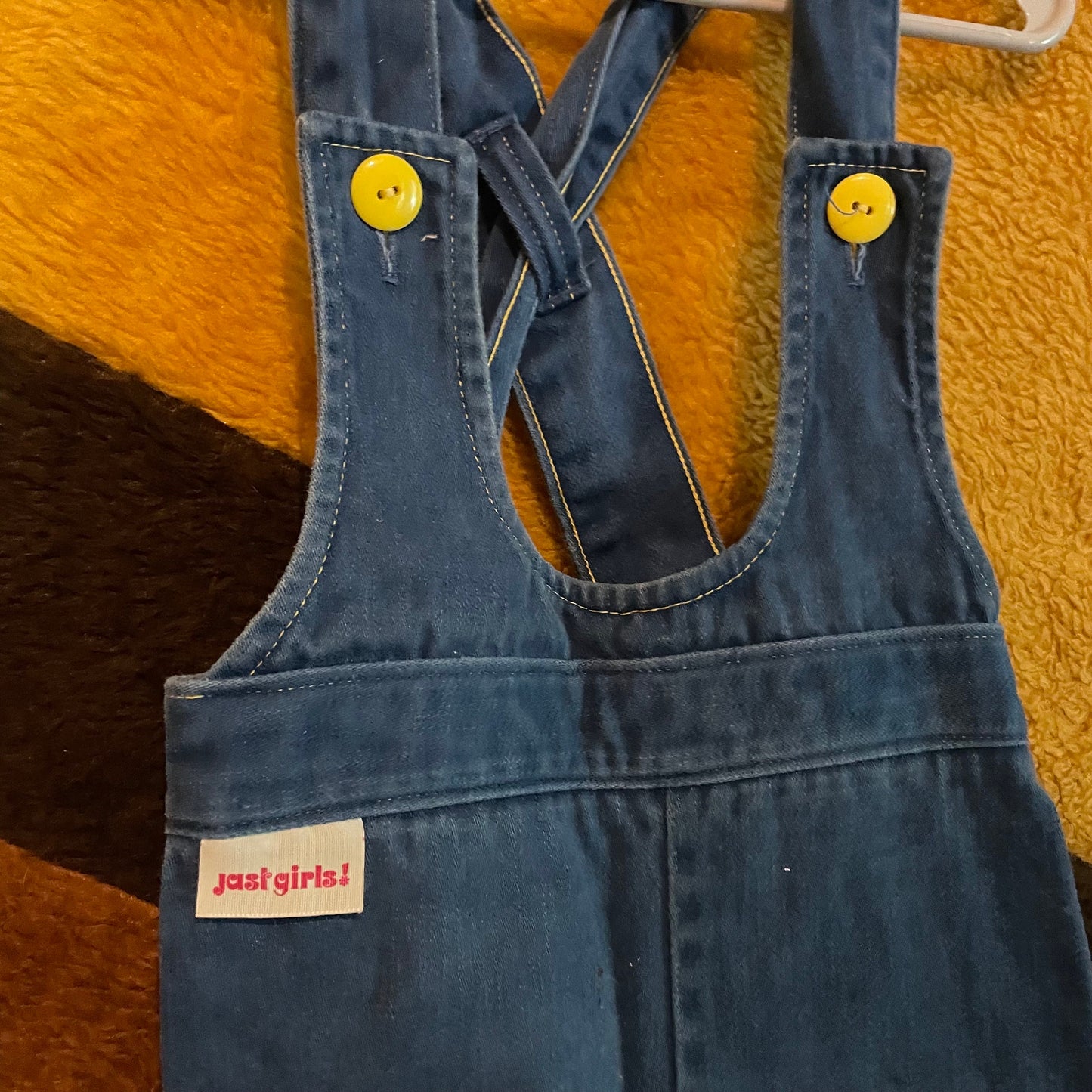 vtg 70s KIDS OVERALLS // vintage red riding hood embroidered hippie retro size 4 T girls romper coveralls cute autumn outfit 1970s folk art