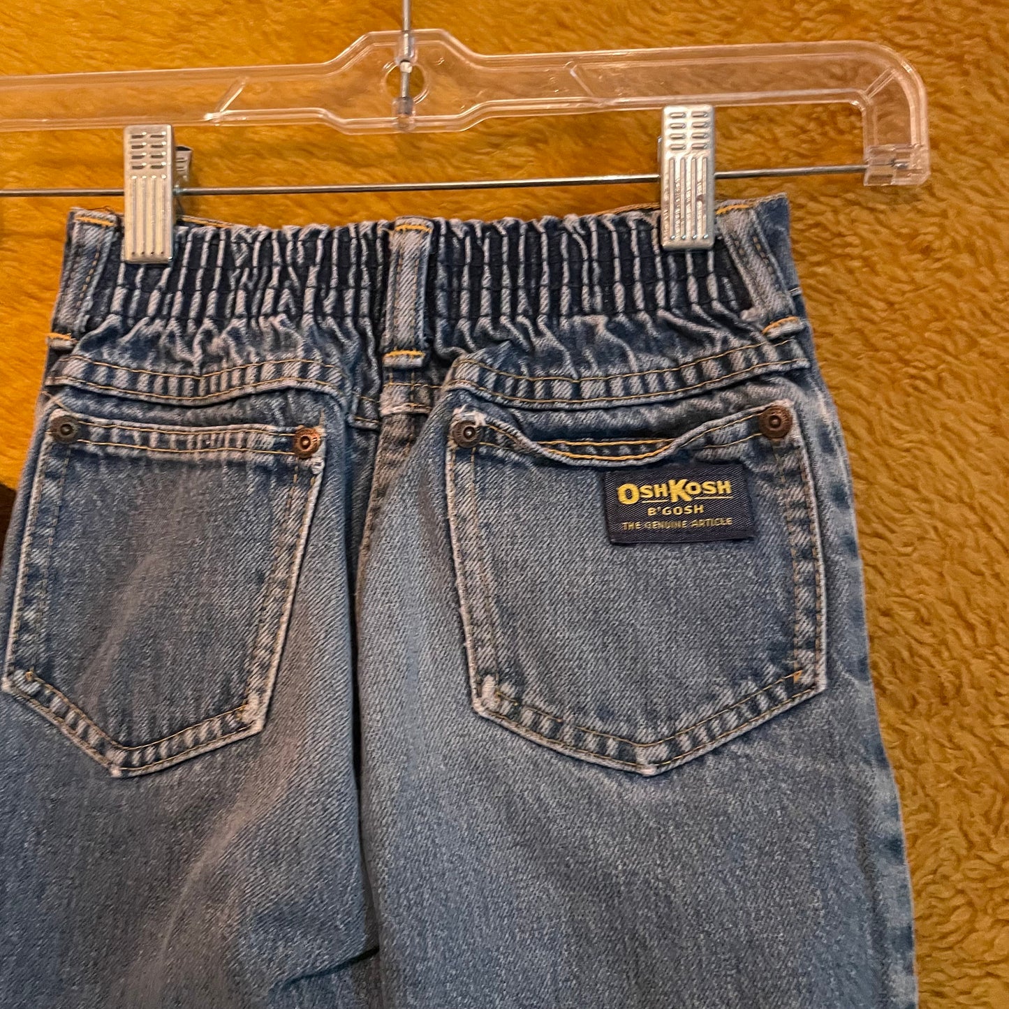vtg 70s KIDS OSHKOSH B'GOSH jeans // vintage size 6-8 distressed denim youth pants faded patched rugged hippie grunge unisex jeans autumn