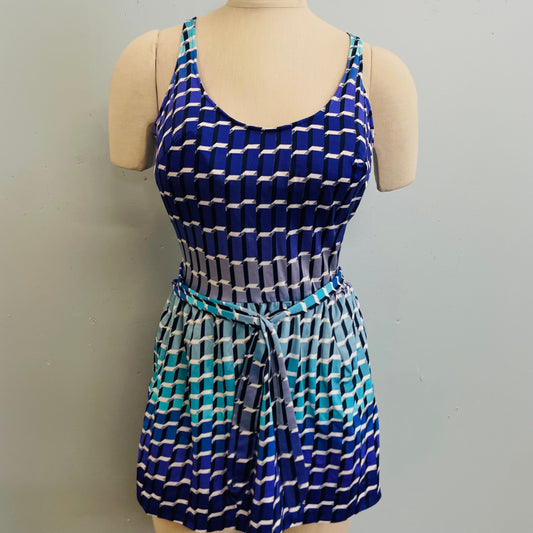 vtg amazing mermaid scales belted swimsuit retro geometric playsuit romper mod ombre tank one piece bathing suit mermaid outfit beach dress