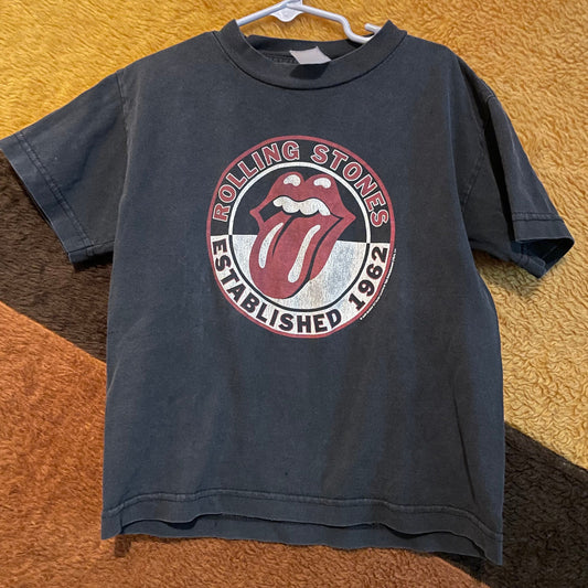 vtg Y2K ROLING STONES SHIRT // vintage tongue shirt youth large crop top baby tee french cut femme fitted midriff rock band tour pop art kid