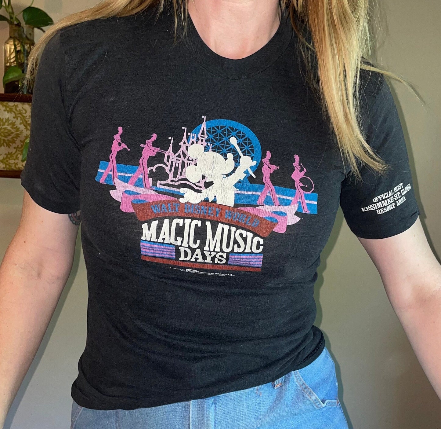 vtg 80s PAPER THIN DISNEY World Shirt // vintage magic music days kissimee st cloud special event mickey mouse soft faded baby tee crop top