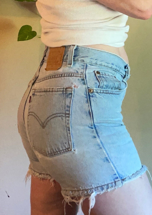 vtg 90s LEVIS CUTOFF SHORTS // vintage frayed distressed y2k grunge cut off sweater autumn wear streetwear hippie casual jorts jean denim
