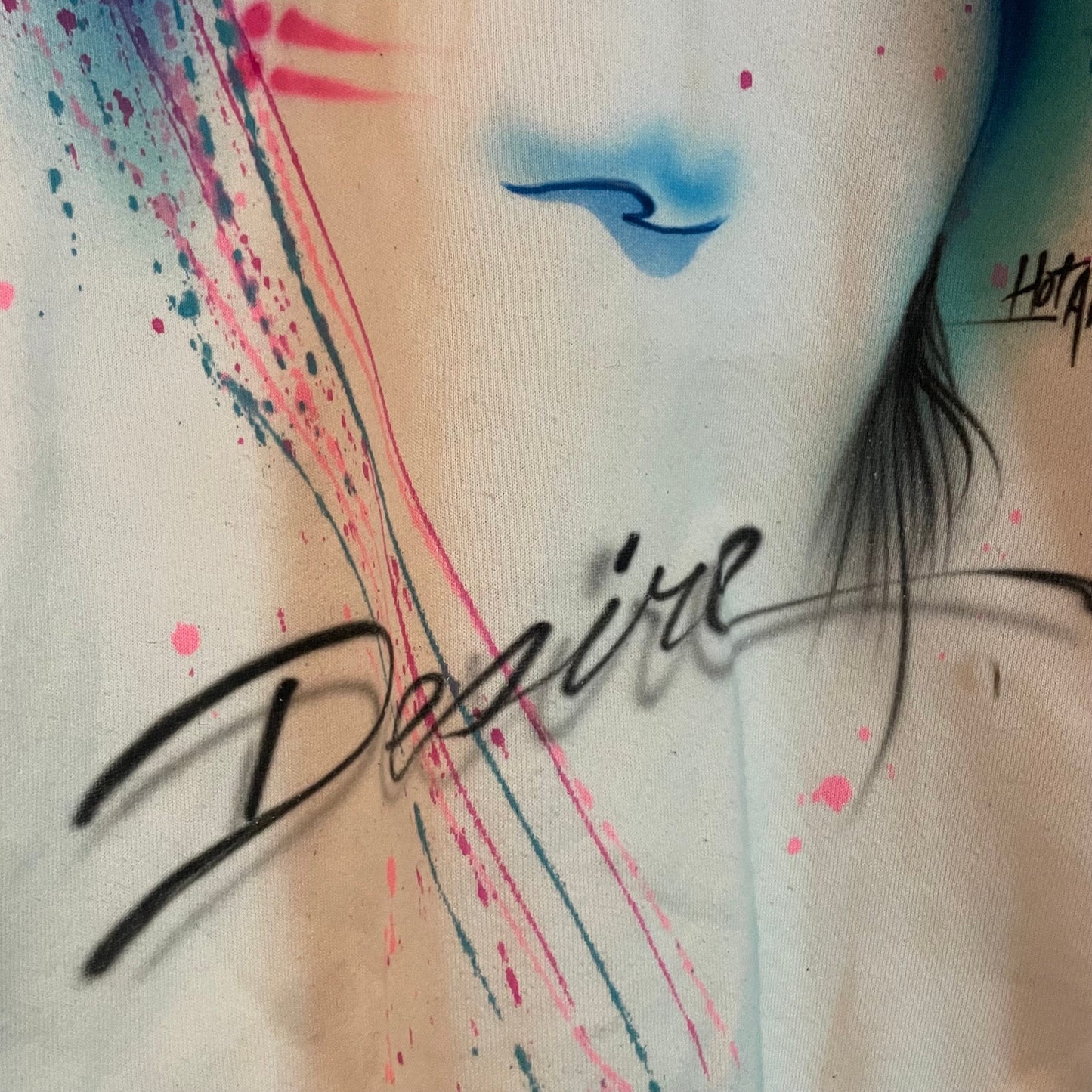 vtg 80s AIRBRUSHED EYES PAINTED Sweatshirt // vintage all over print big face print splatter art tee bright neon screen stars new wave goth