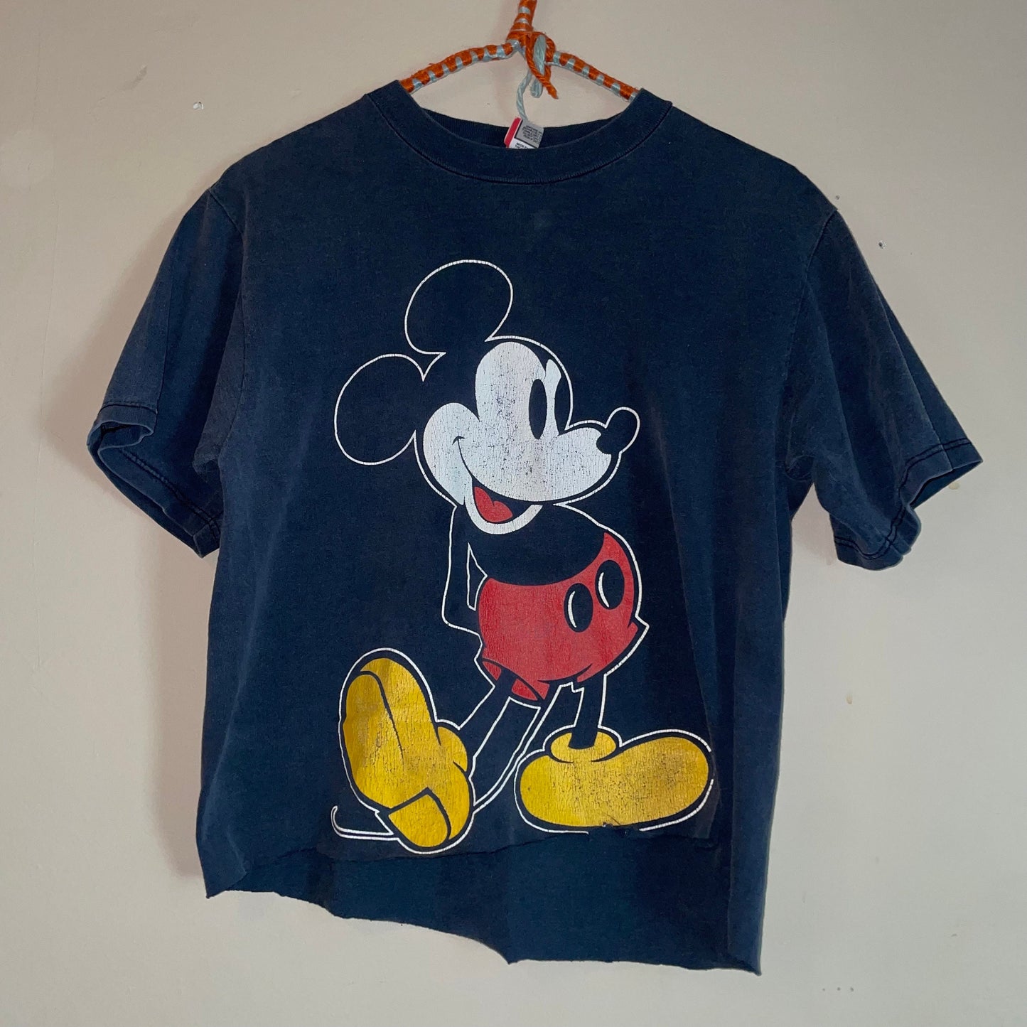 vtg 90s MICKEY CUT OFF Shirt // vintage crop top pop culture cartoon disney graphic baby tee disney world autumn youth large grunge retro