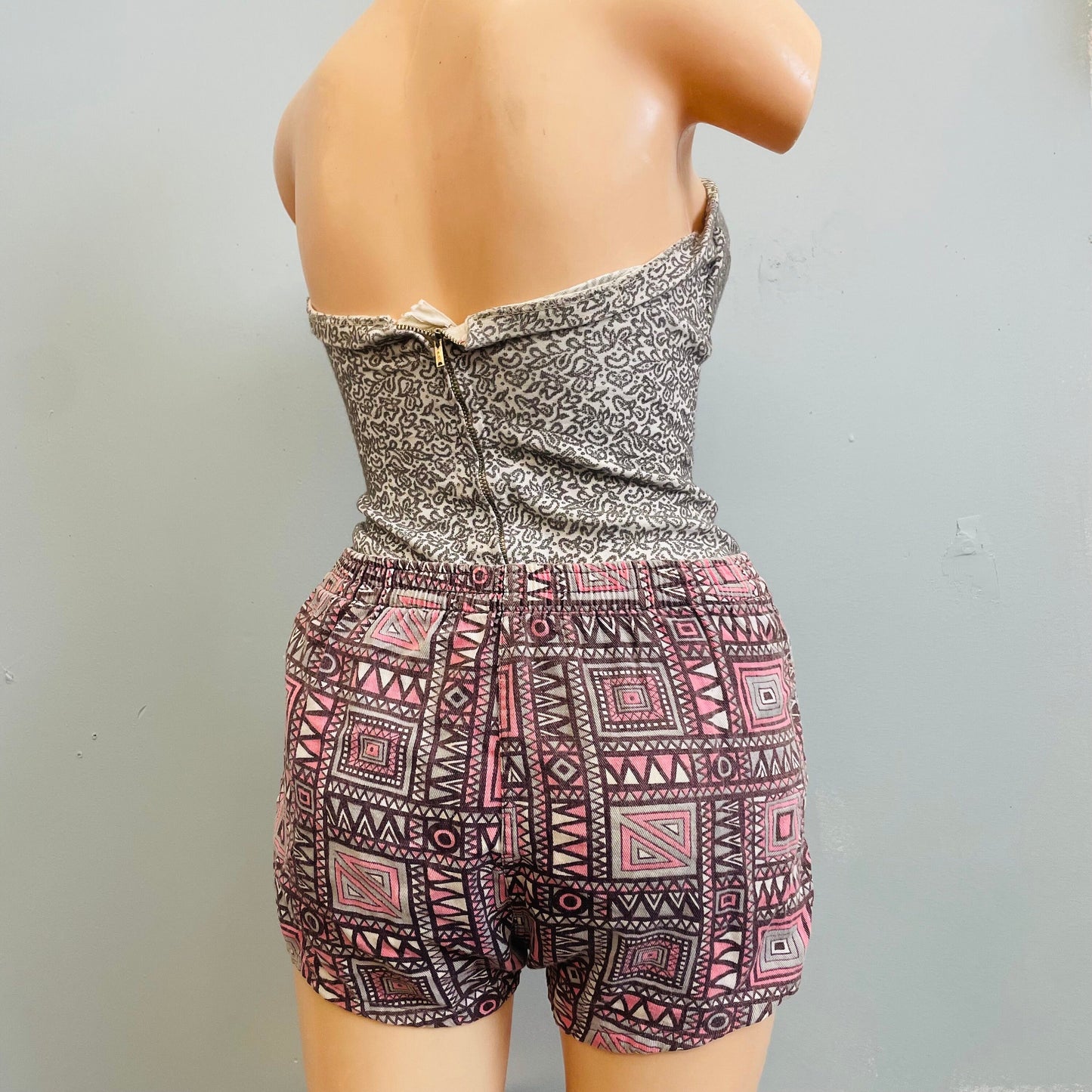 vtg 50s 60s swim trunks abstract mcm print short shorts psychedelic retro hot pants swim bottoms art deco rare rayon bathing suit