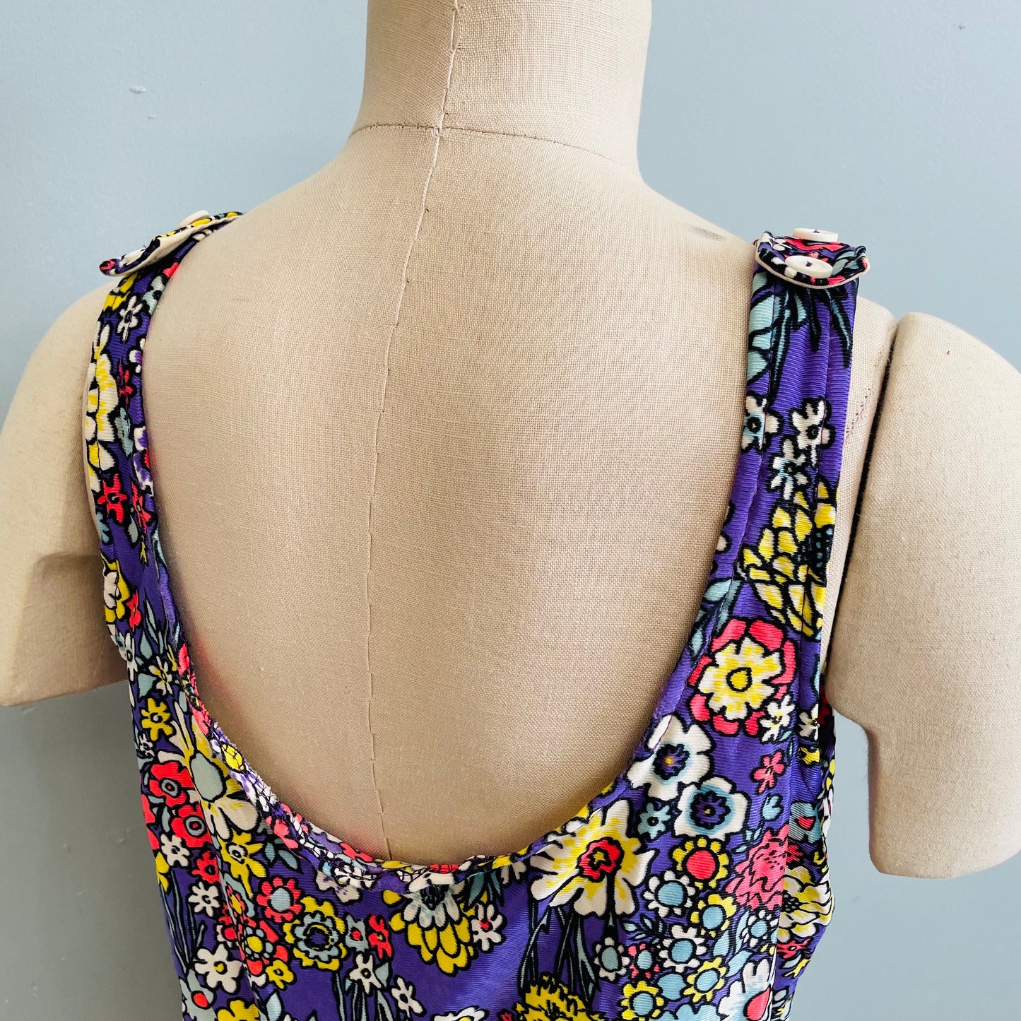 vtg 60s flower power swim dress AS IS retro mod tank beach dress nylon psychedelic hippie style beach cover up summer mini dress JC Penney