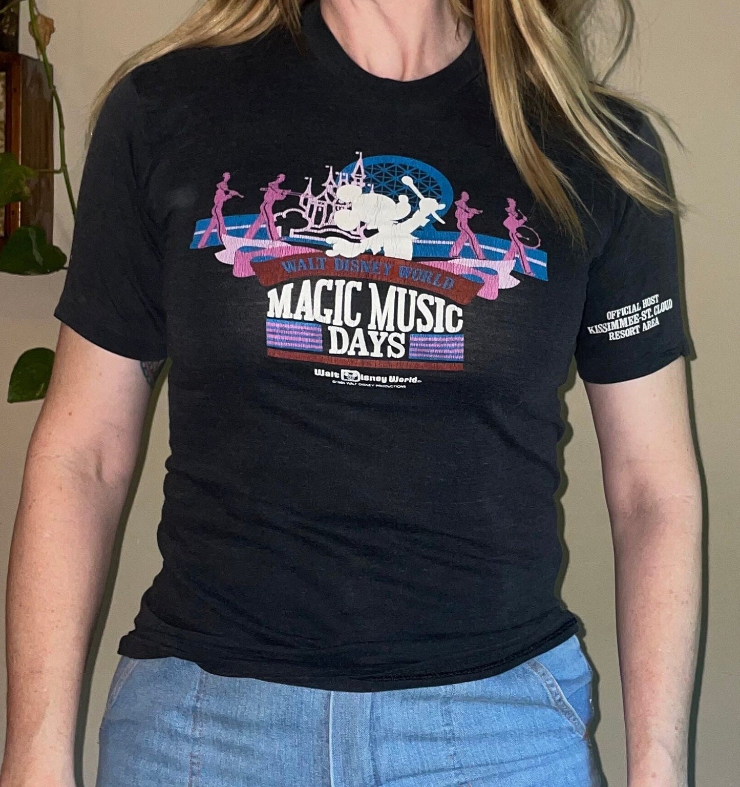 vtg 80s PAPER THIN DISNEY World Shirt // vintage magic music days kissimee st cloud special event mickey mouse soft faded baby tee crop top